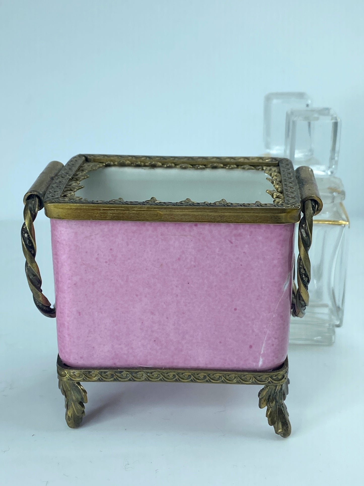 J Polard Limoges elegant Paratrich casket with two perfume bottles 2 5/8" A384