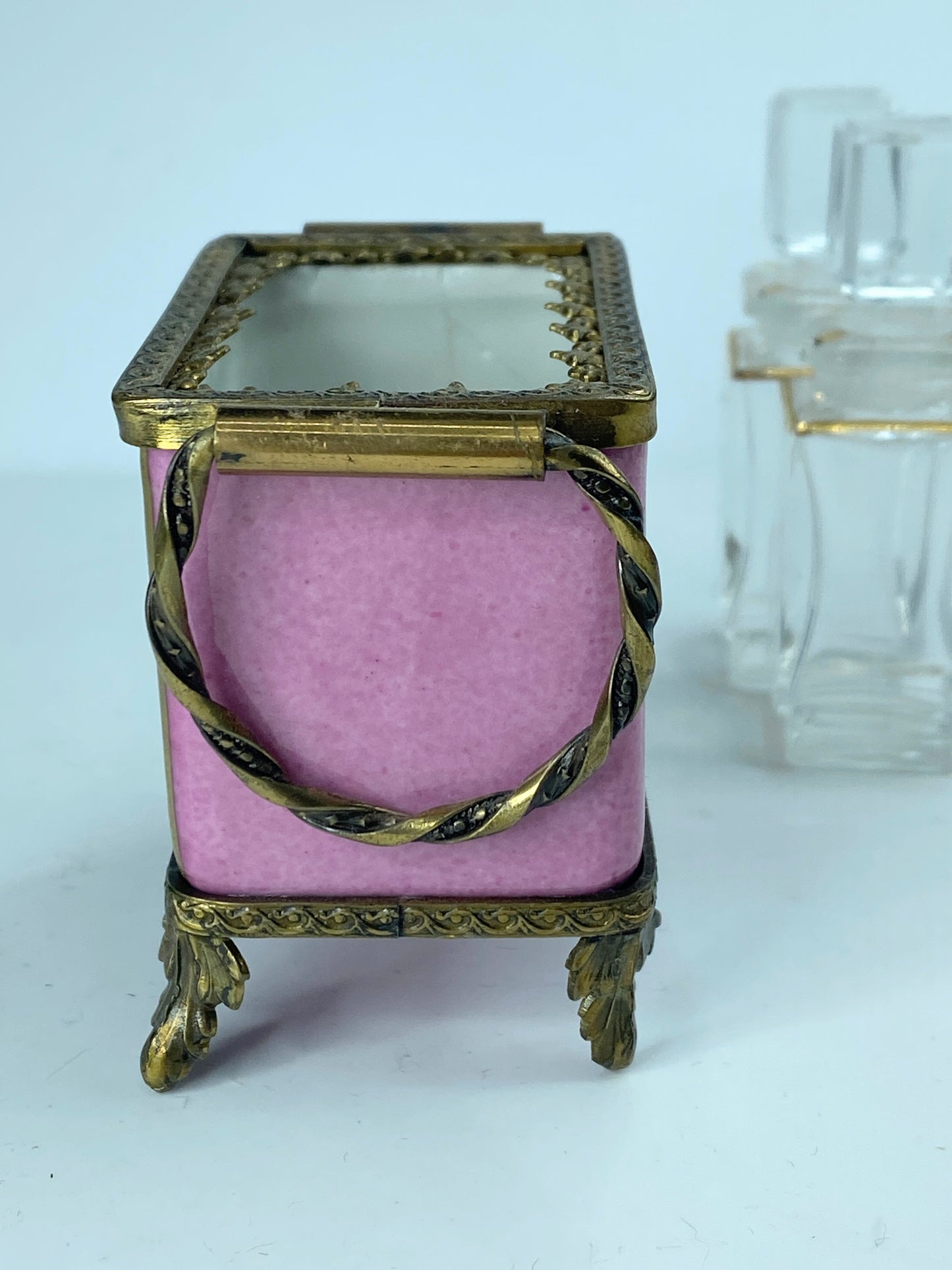 J Polard Limoges elegant Paratrich casket with two perfume bottles 2 5/8" A384