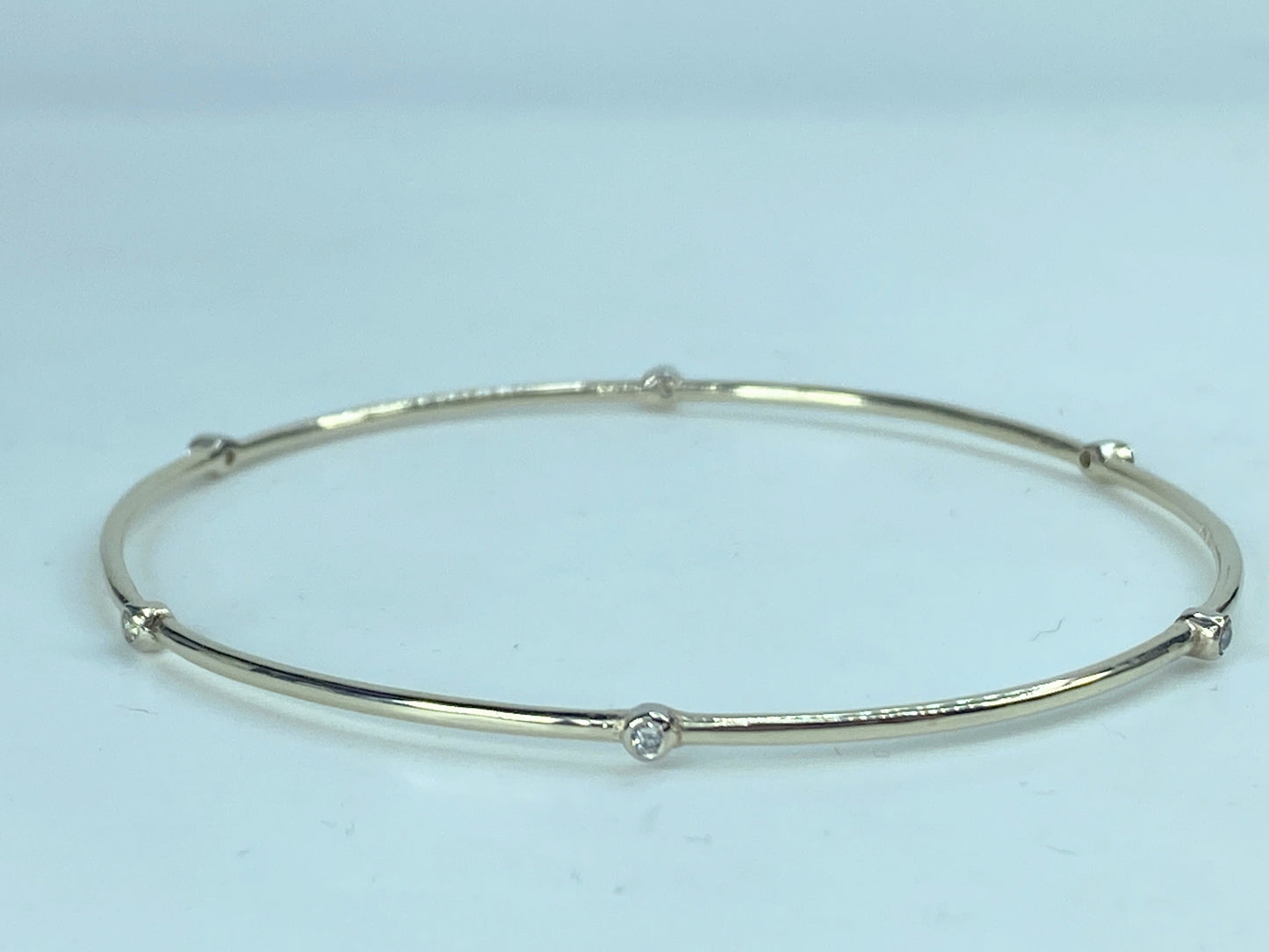 Bezel-Set 0.25ct diamond stackable Bangle Bracelet 14K White gold JR869