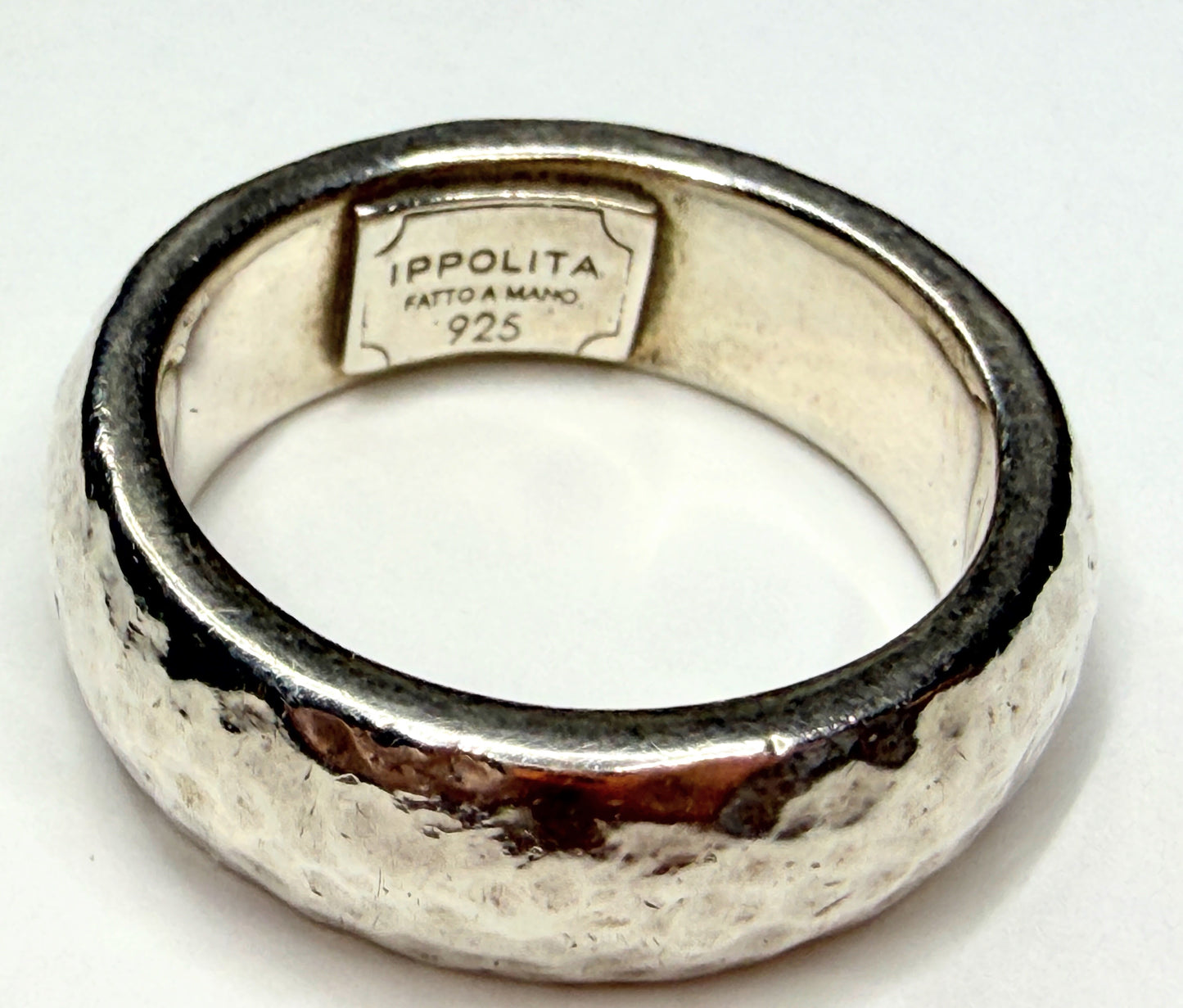 Vintage Ippolita Hammered Sterling Silver Ring 7mm Sz 7 JR1414
