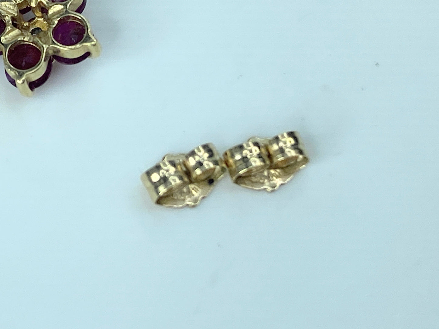 14K yellow gold 1.0ct natural Ruby Diamond Floral post earrings 10.0mm JR878