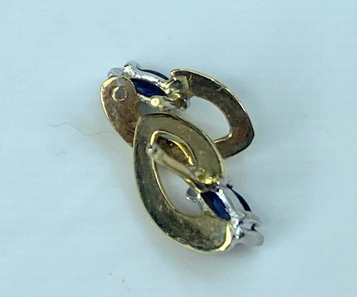 14K bi-color gold marquise Sapphire post earrings JR879