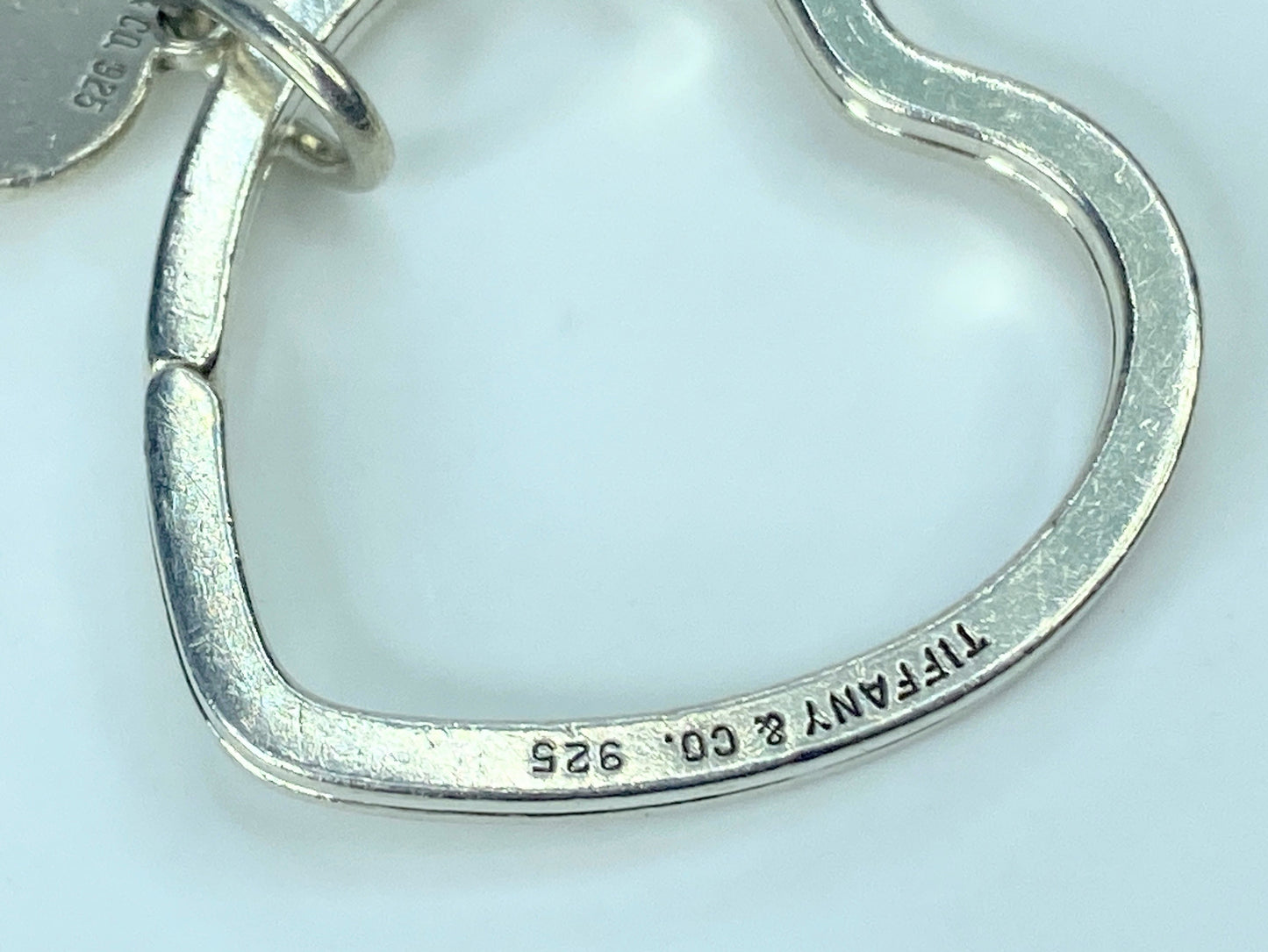 Tiffany & Co Estate Double Heart Keychain Sterling Silver with pouch 11.4g SS94
