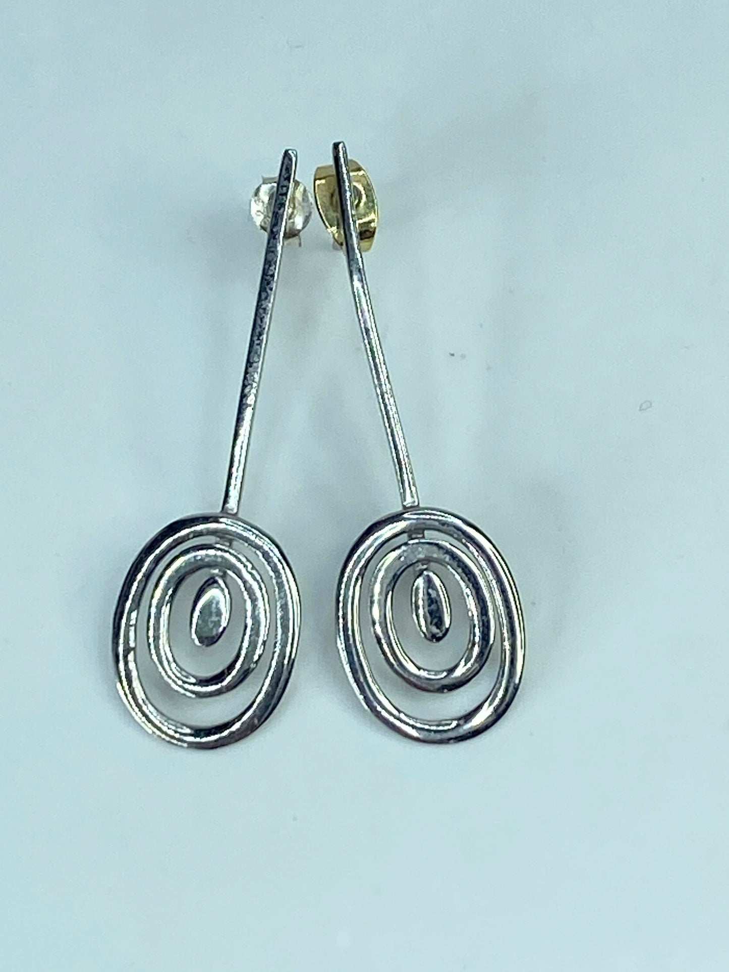 Abstract Sterling silver Spiral dangle earrings 1 3/4" 3.3g JR887