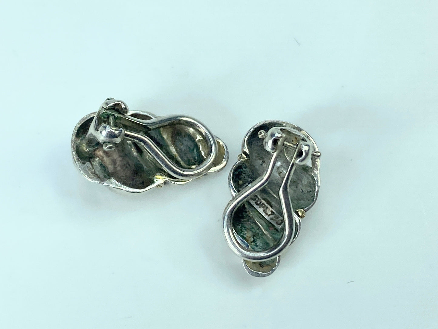 c1990's Sterling Silver 750 Shell design clip on earrings 18x10mm 5.3g JR893