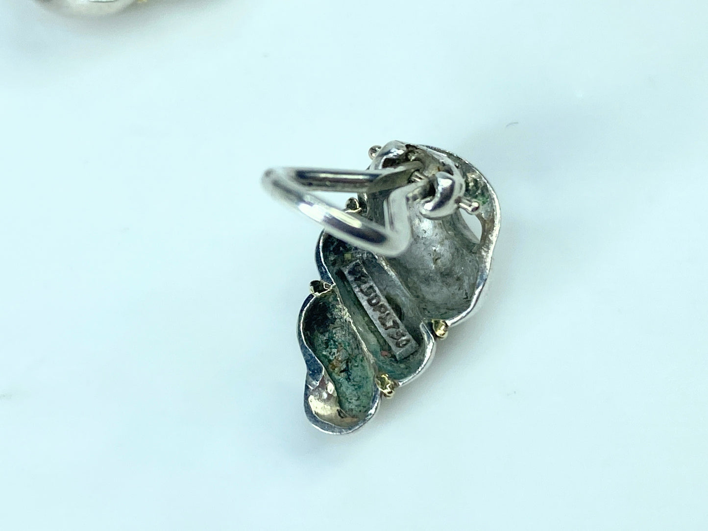 c1990's Sterling Silver 750 Shell design clip on earrings 18x10mm 5.3g JR893