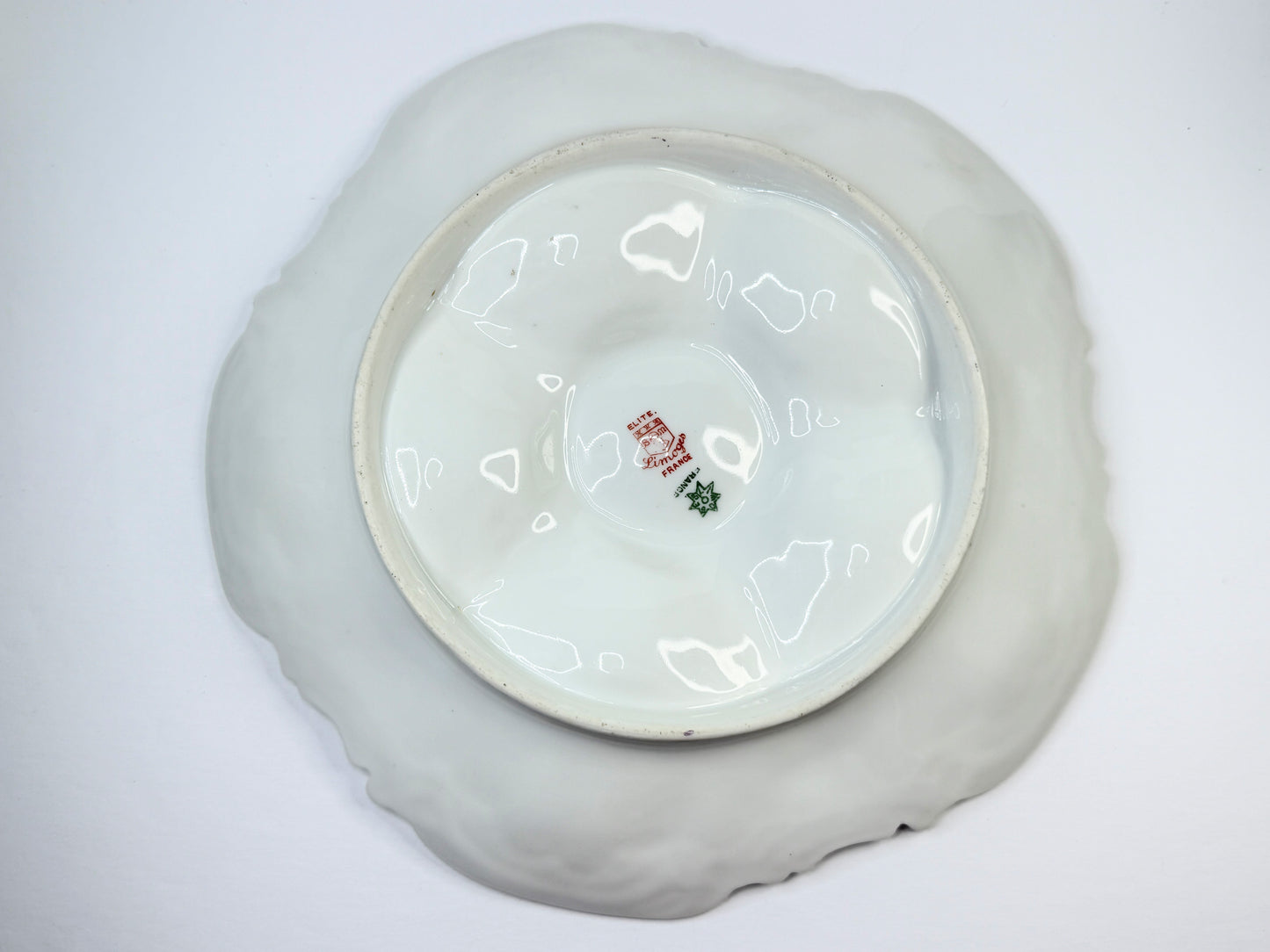 Antique Elite Limoges Oyster Plate with Hand-Painted Violets A825