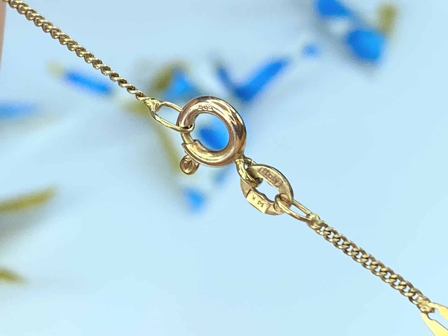 Art Deco 14K yellow gold double bar curb link necklace