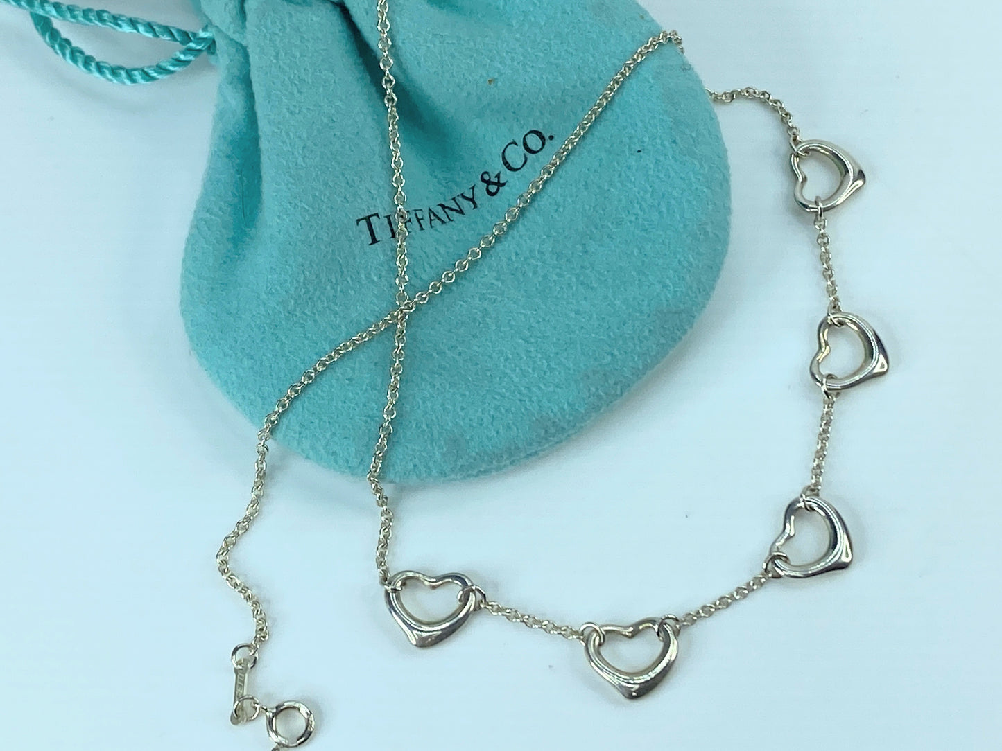 Tiffany & Co. Elsa Peretti Five Heart Sterling Silver Pendant Necklace JR9514