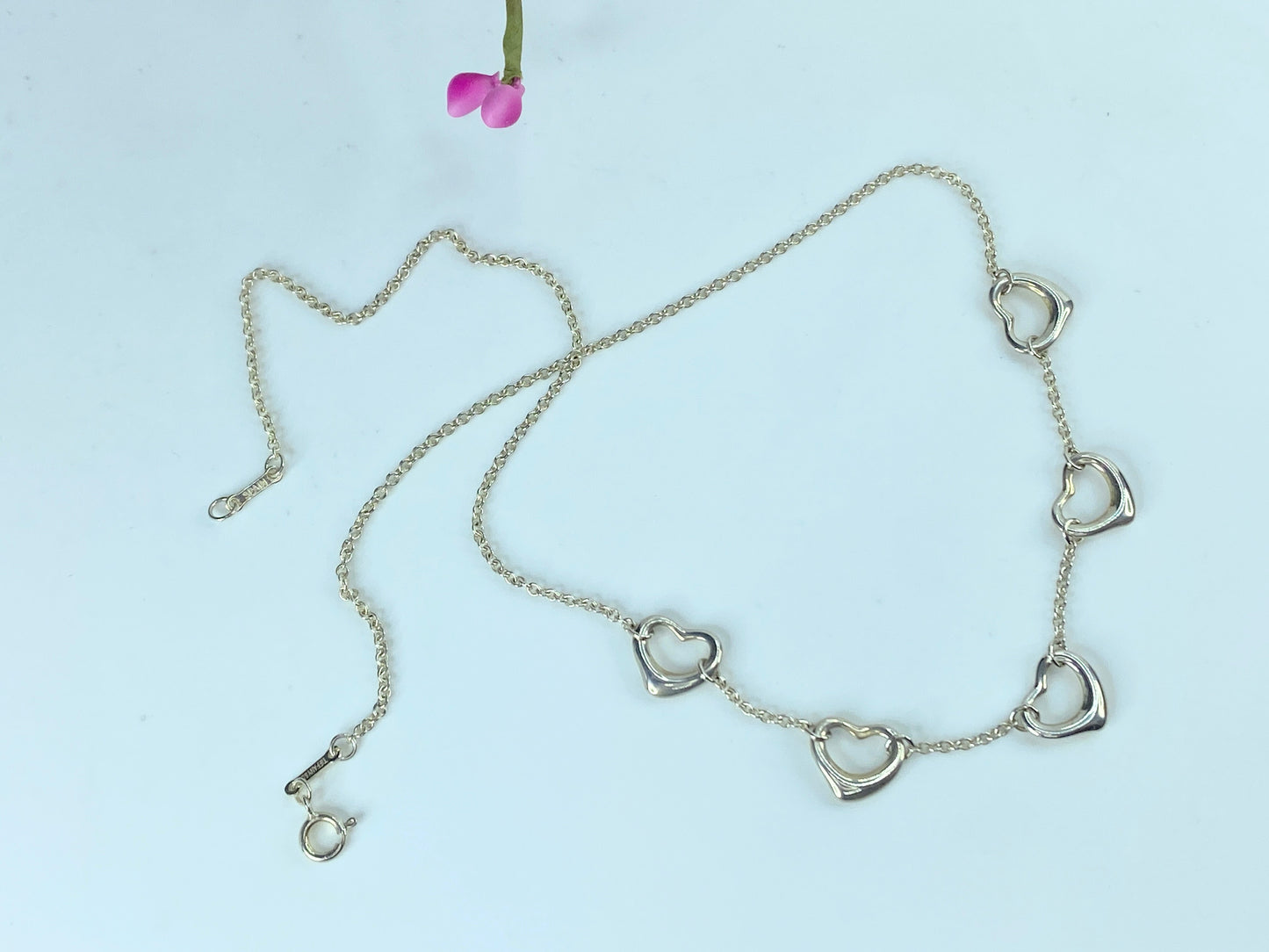 Tiffany & Co. Elsa Peretti Five Heart Sterling Silver Pendant Necklace JR9514