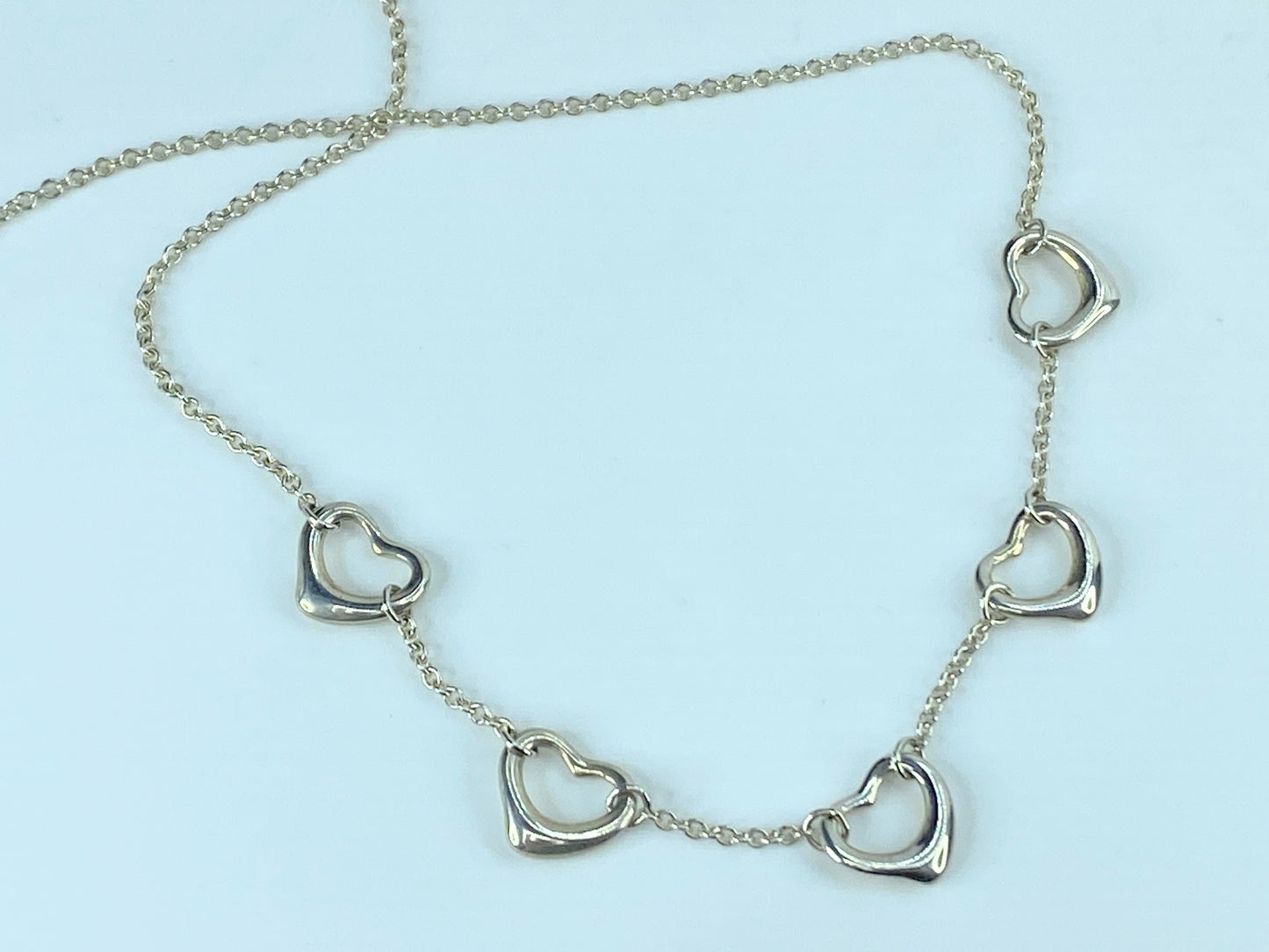 Tiffany & Co. Elsa Peretti Five Heart Sterling Silver Pendant Necklace JR9514