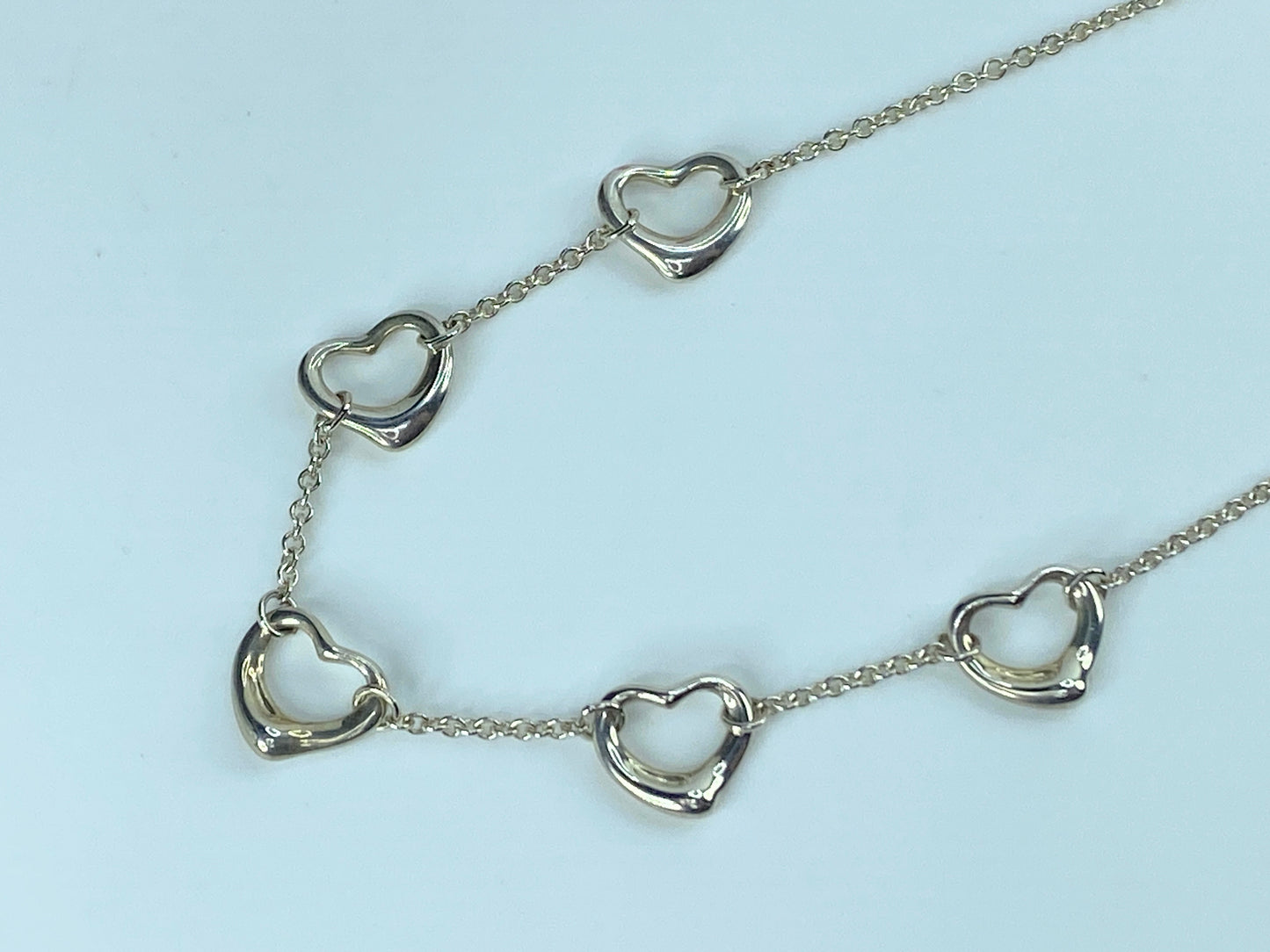 Tiffany & Co. Elsa Peretti Five Heart Sterling Silver Pendant Necklace JR9514