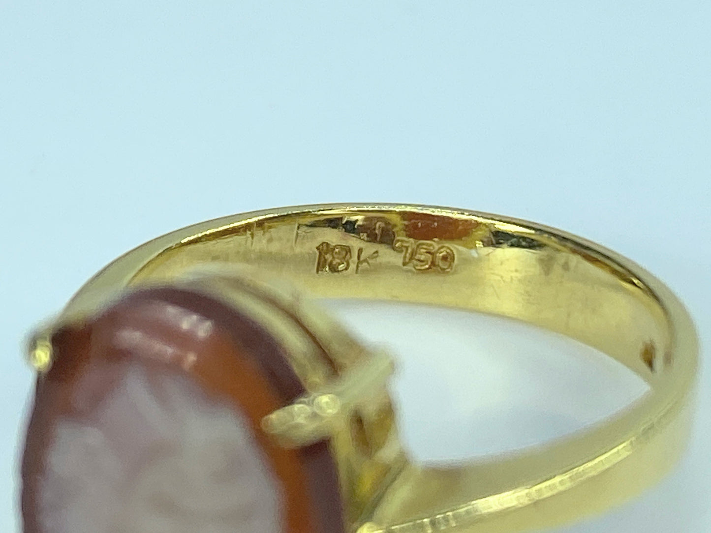 18K yellow gold Roman soldier Agate Cameo ring s 5.0g JR9632