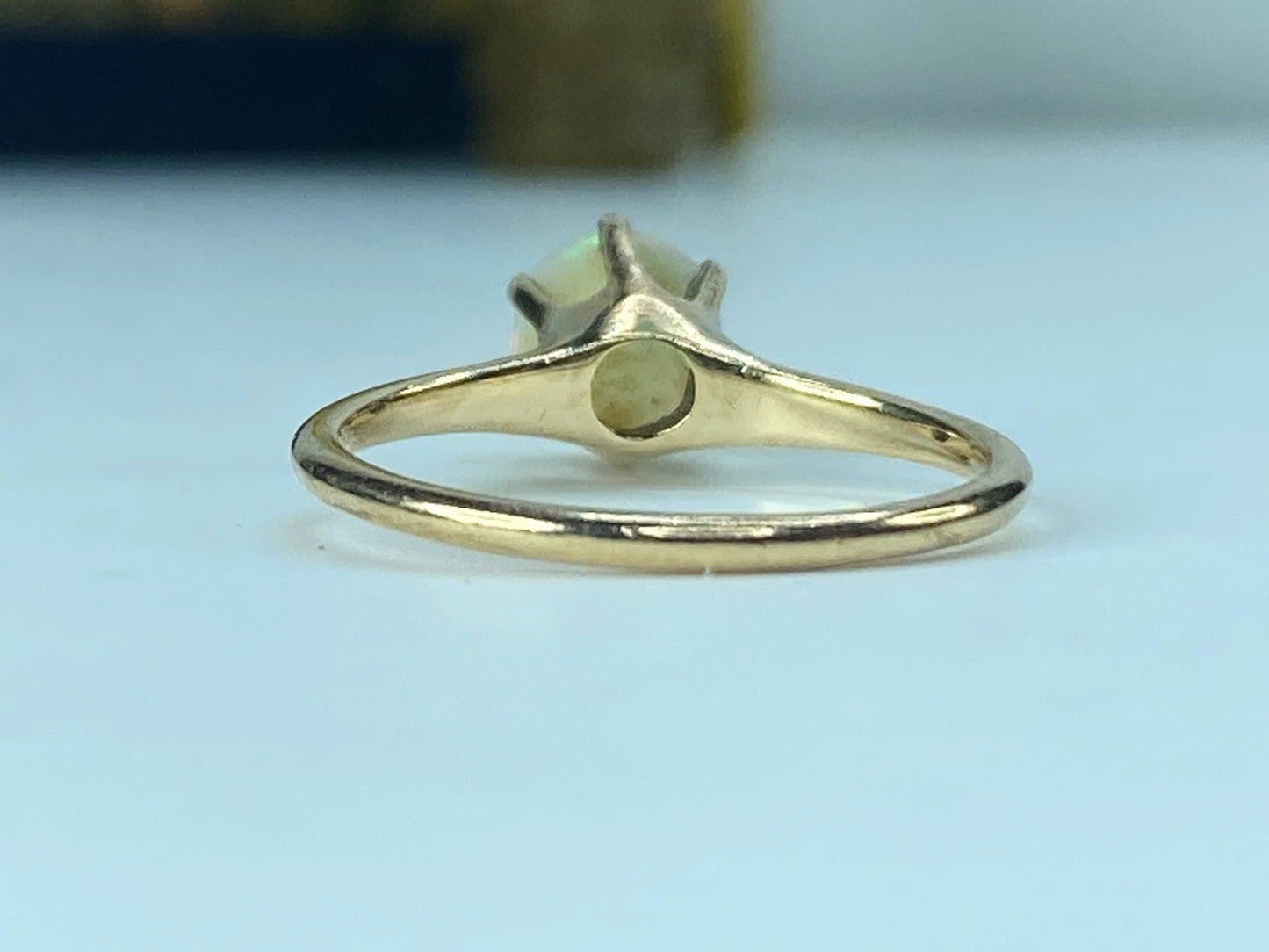 Art Deco 10K yellow gold 6.7mm Opal cabochon ring s6.752.2g JR319