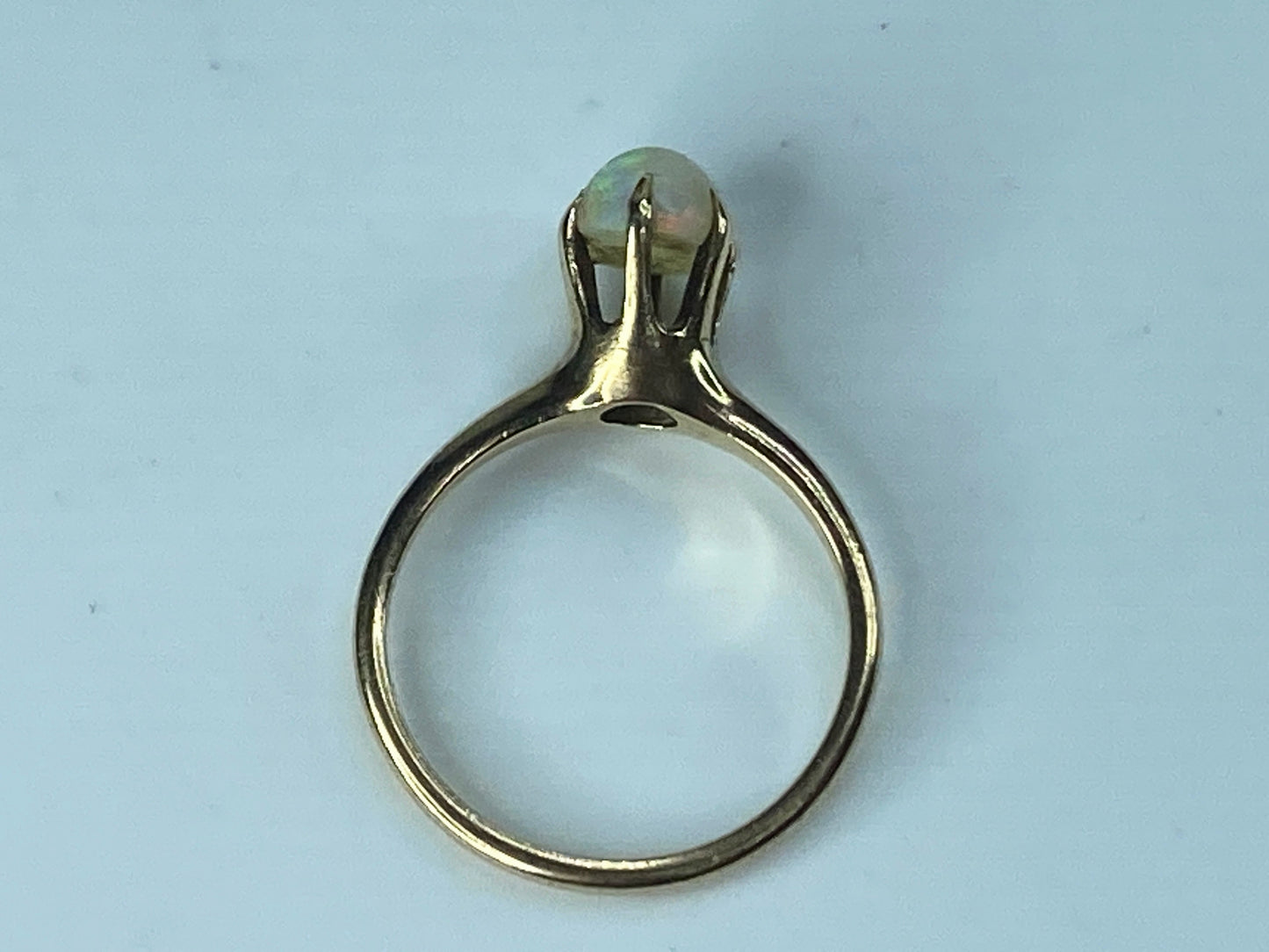 Art Deco 10K yellow gold 6.7mm Opal cabochon ring s6.752.2g JR319