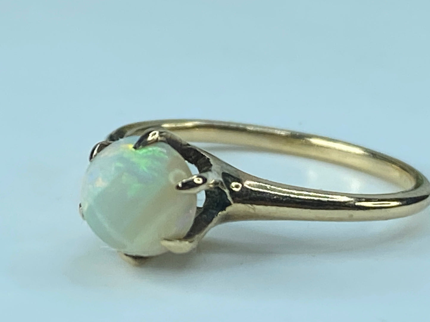 Art Deco 10K yellow gold 6.7mm Opal cabochon ring s6.752.2g JR319