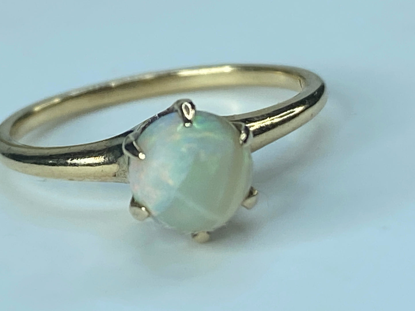Art Deco 10K yellow gold 6.7mm Opal cabochon ring s6.752.2g JR319
