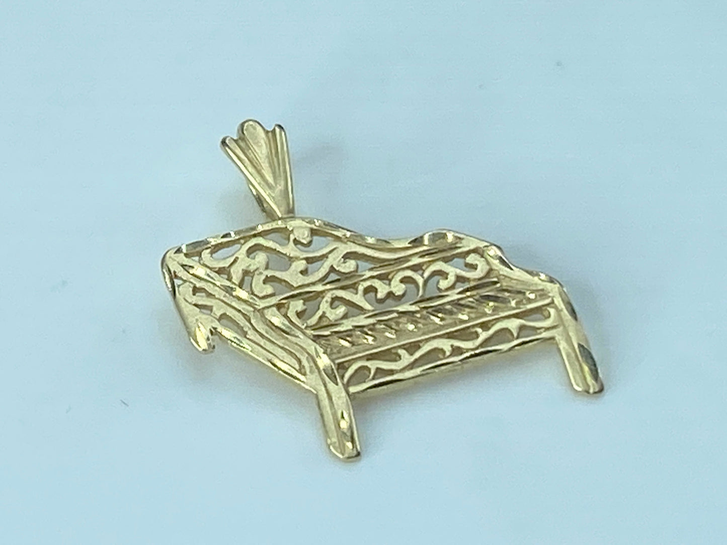14k Yellow Gold Piano MA Michael Anthony 3/4" x 7/8" Charm Pendant 1.3g JR471