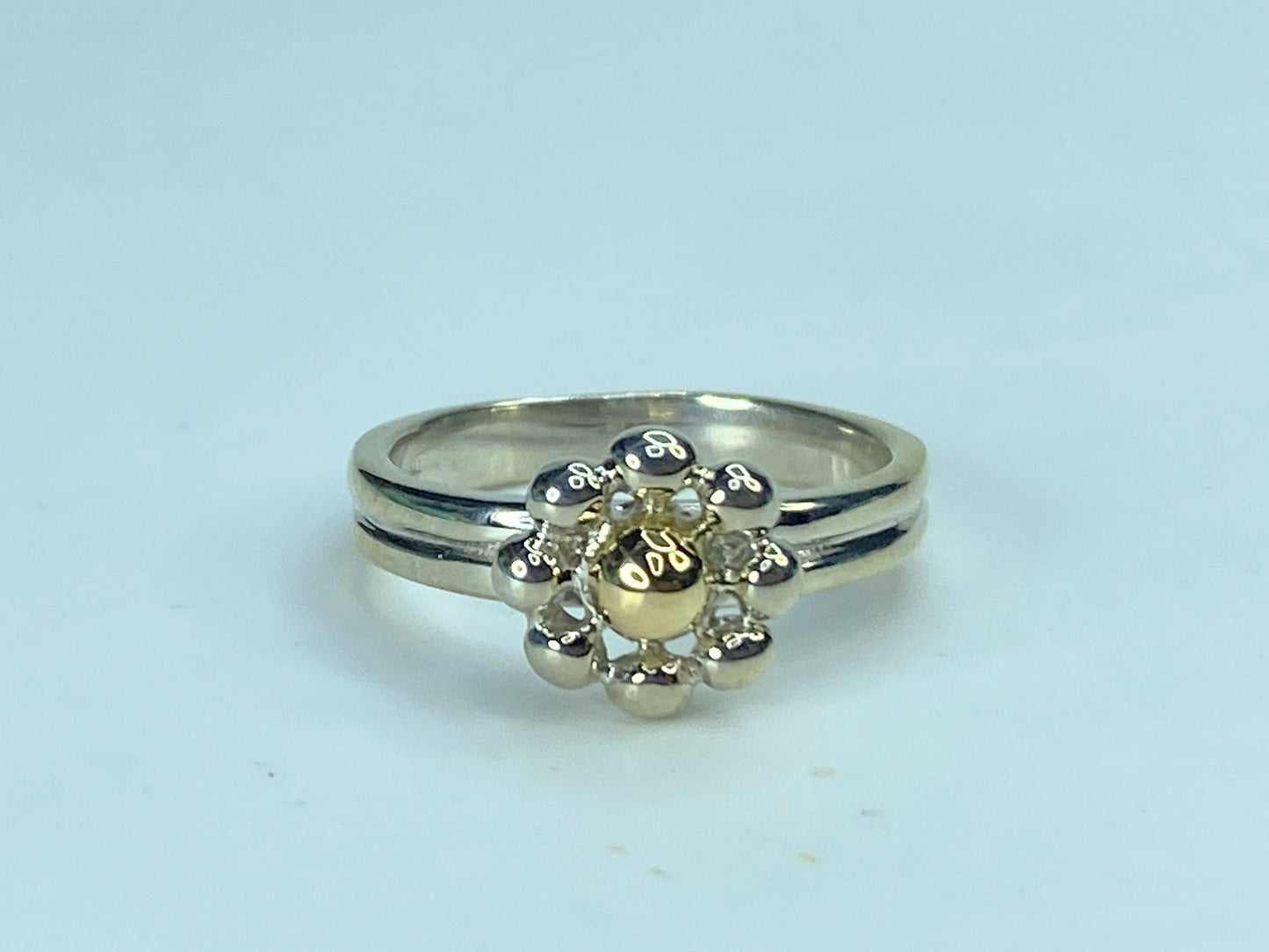 Tiffany & Co Paloma Picasso Sterling 18k Gold Daisy Jolie Bead Flower Ring JR901