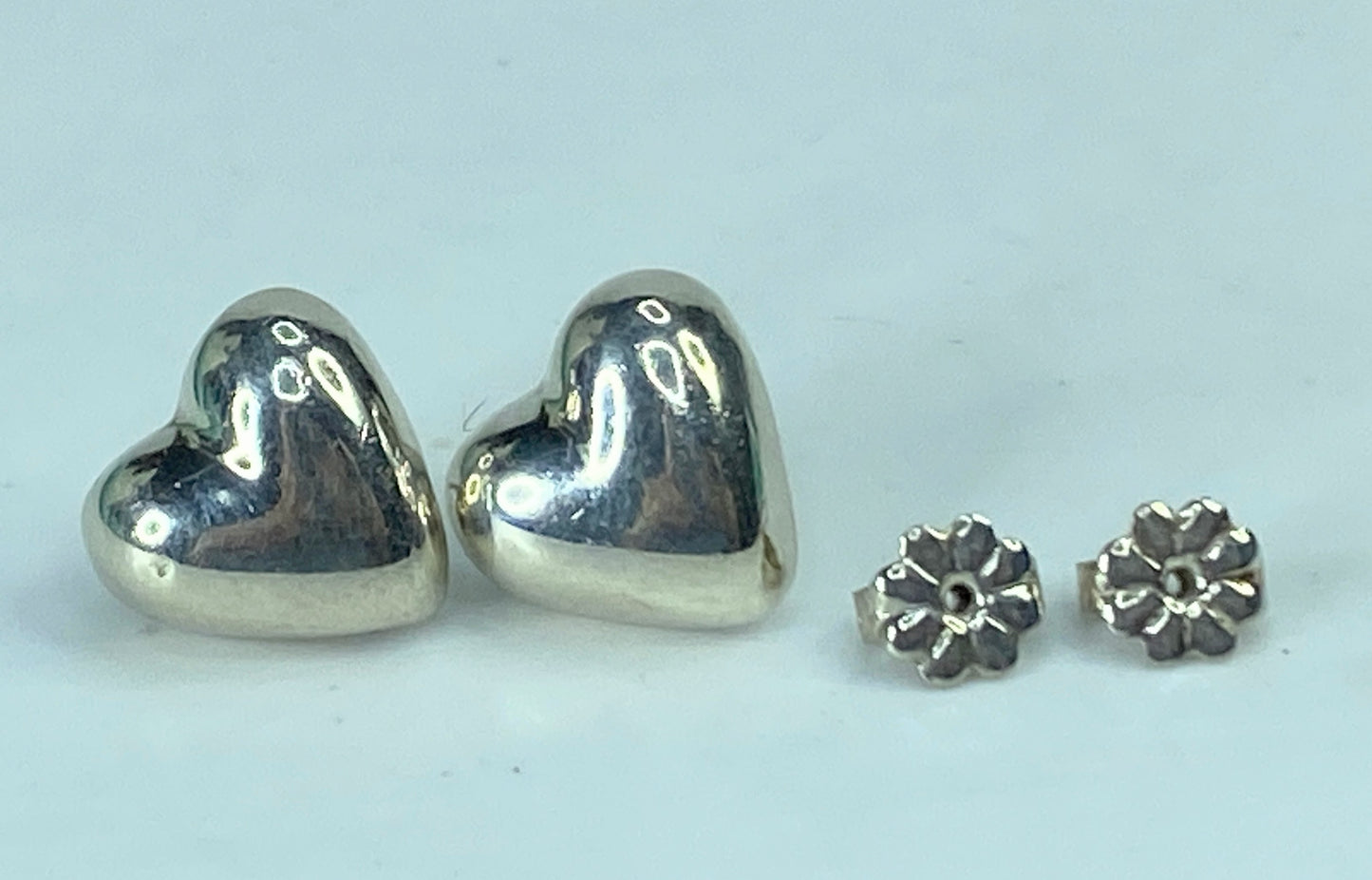 Tiffany & Co. Sterling Silver Puffy Heart Stud Earrings 3.0g 12.7mm JR903