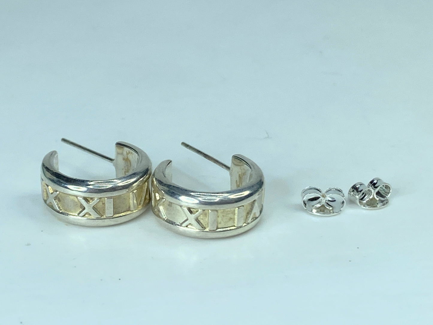Tiffany & Co. Sterling Silver 1837 Mark Wide Hoop Earrings 24.5 mm 17.7g JR906