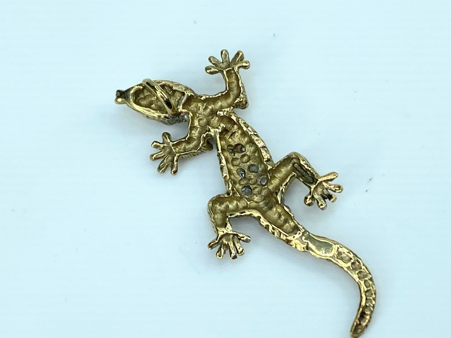 9K birmingham Ruby Diamond Salamander Lizard texture pendant 1989 2.0g JR9659