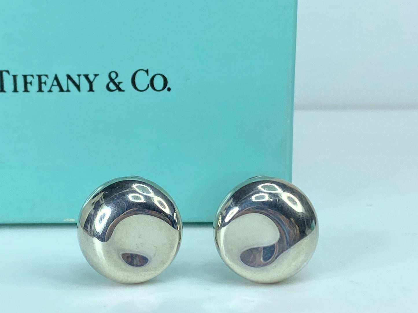 Tiffany & Co. Silver Nugget Bean Stud Earrings 18.3 x 8mm 8.3g JR907