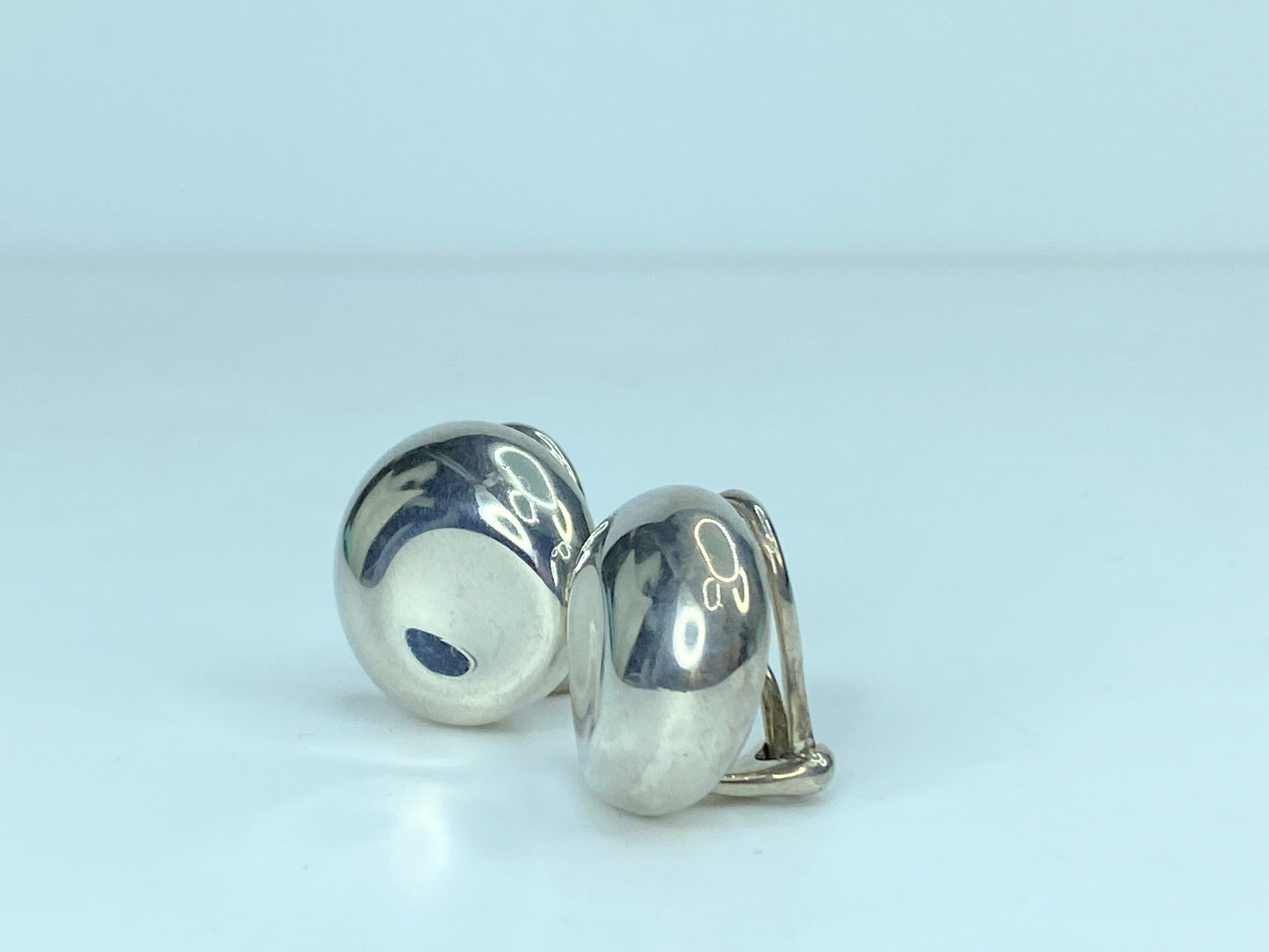 Tiffany & Co. Silver Nugget Bean Stud Earrings 18.3 x 8mm 8.3g JR907