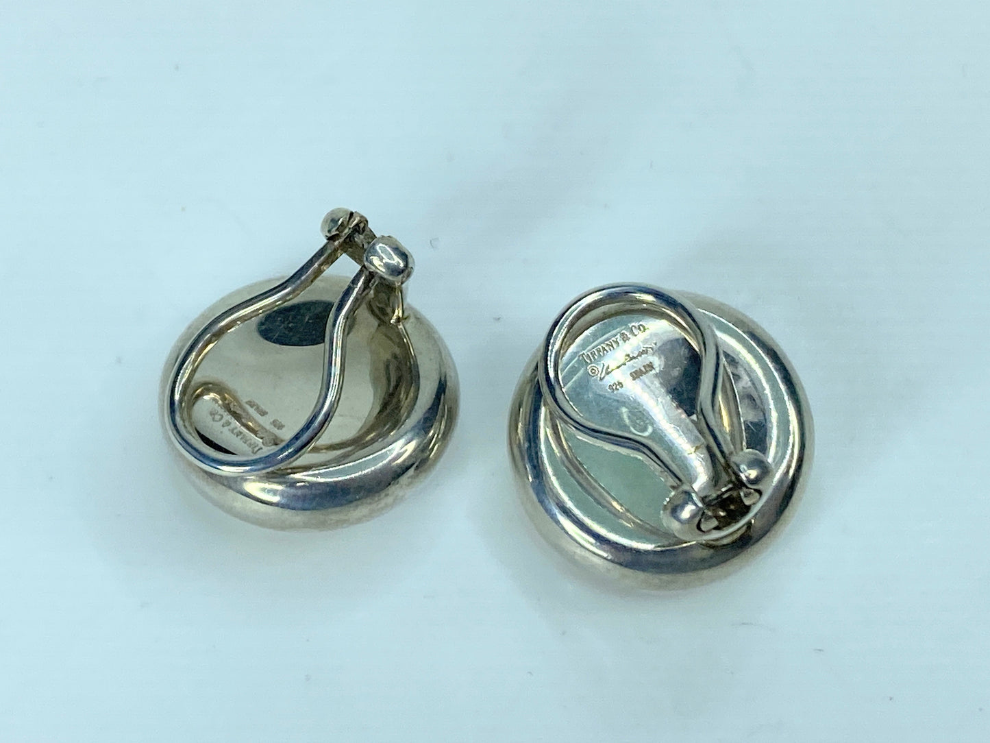 Tiffany & Co. Silver Nugget Bean Stud Earrings 18.3 x 8mm 8.3g JR907