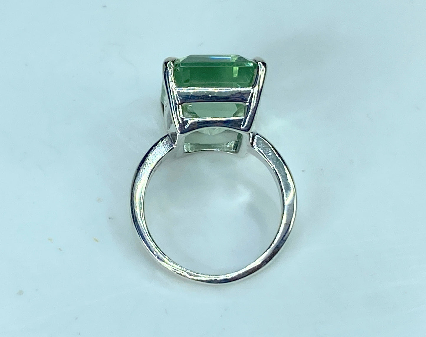 Tiffany & Co. 10 Carat Emerald Cut Prasiolite Silver Cocktail Ring s6 7.9g JR910