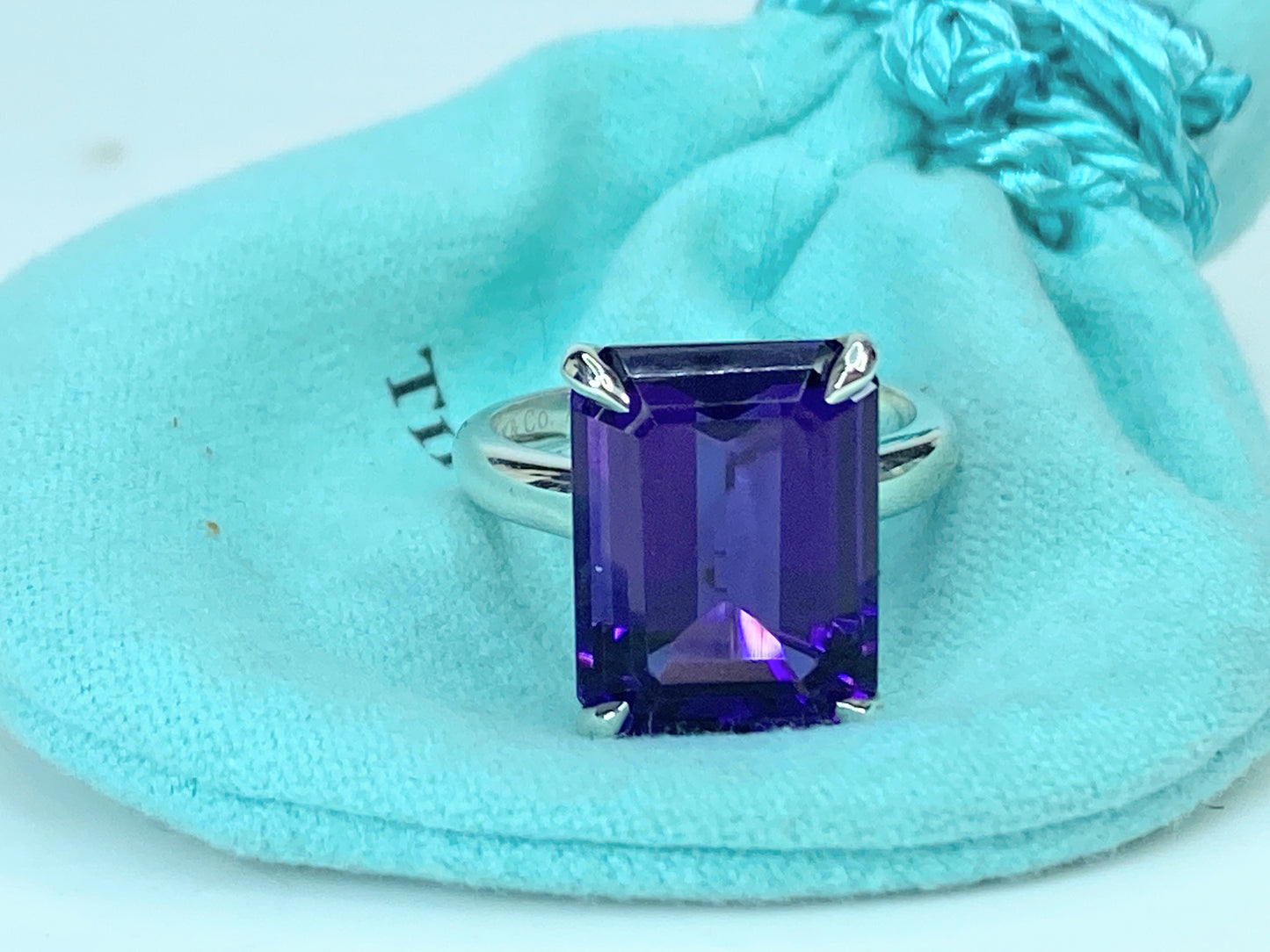Tiffany & co Sterling Silver Sparkler Amethyst Gemstone Ring Size 7 JR917