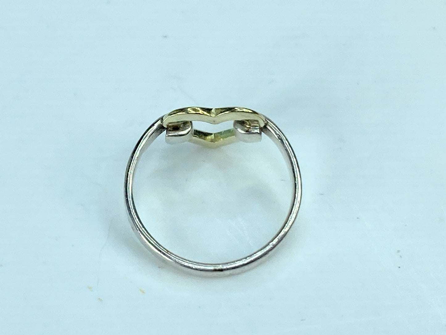 Tiffany & Co. Sterling Silver 18K Yellow Gold Open Heart Ring 50 5.5 2.3g JR913