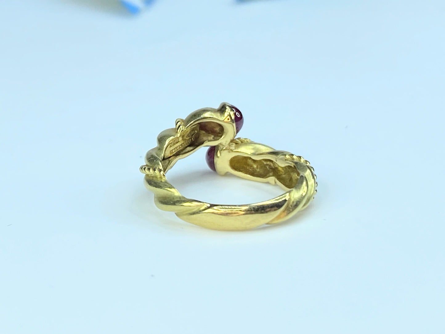 Tiffany & Co. 18K gold Ruby Bypass rope link wire cable ring