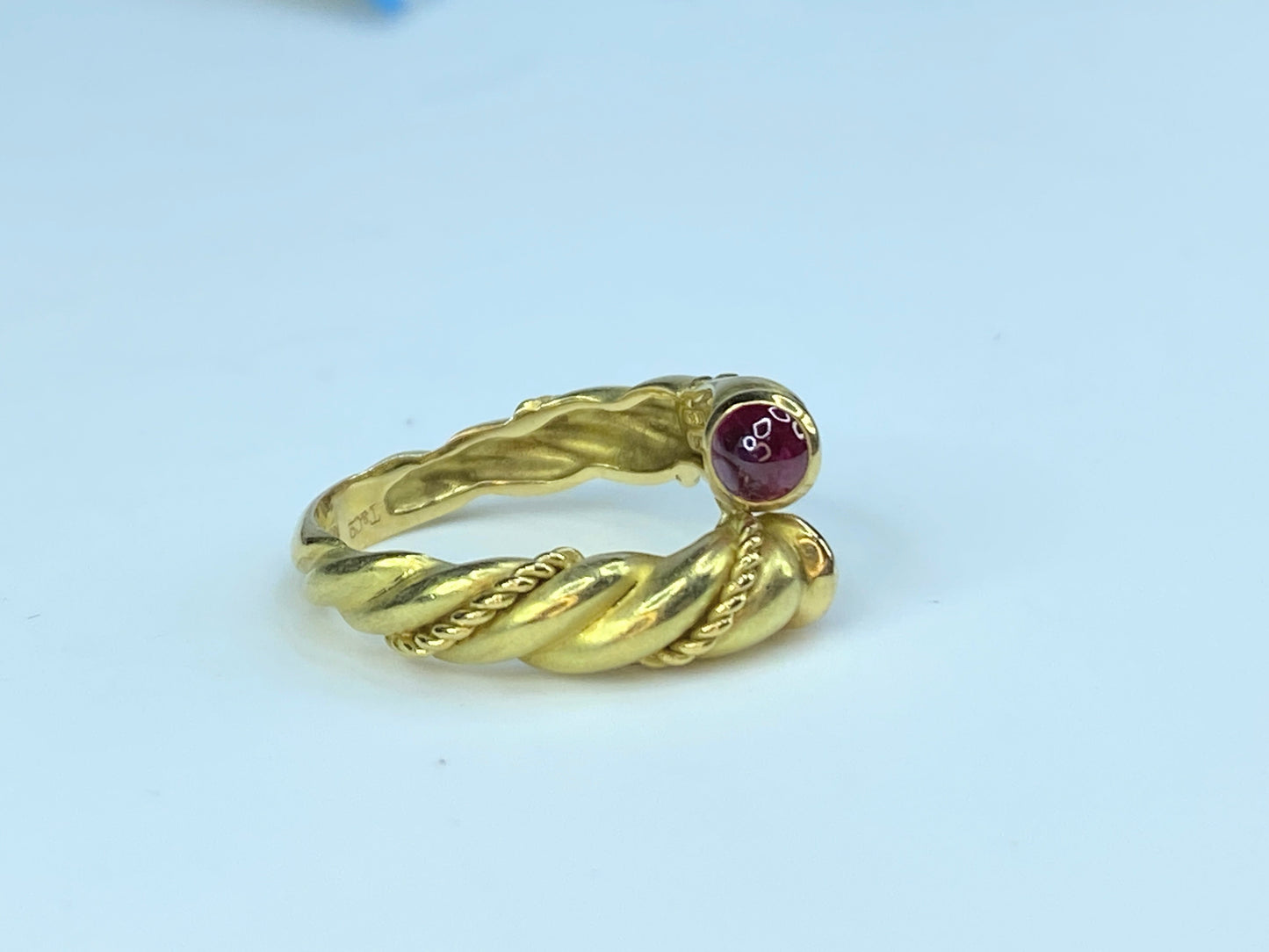 Tiffany & Co. 18K gold Ruby Bypass rope link wire cable ring