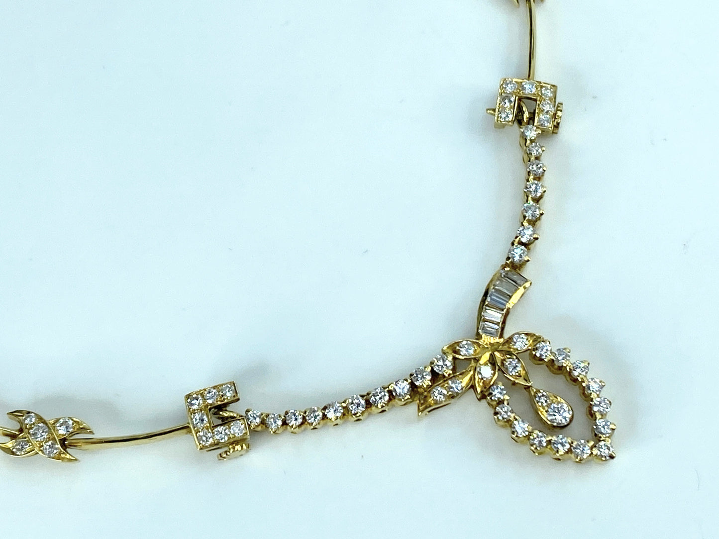 1988 Sheffield 18K yellow gold 1.2ct Diamond wheat link bar necklace 12g JR9667