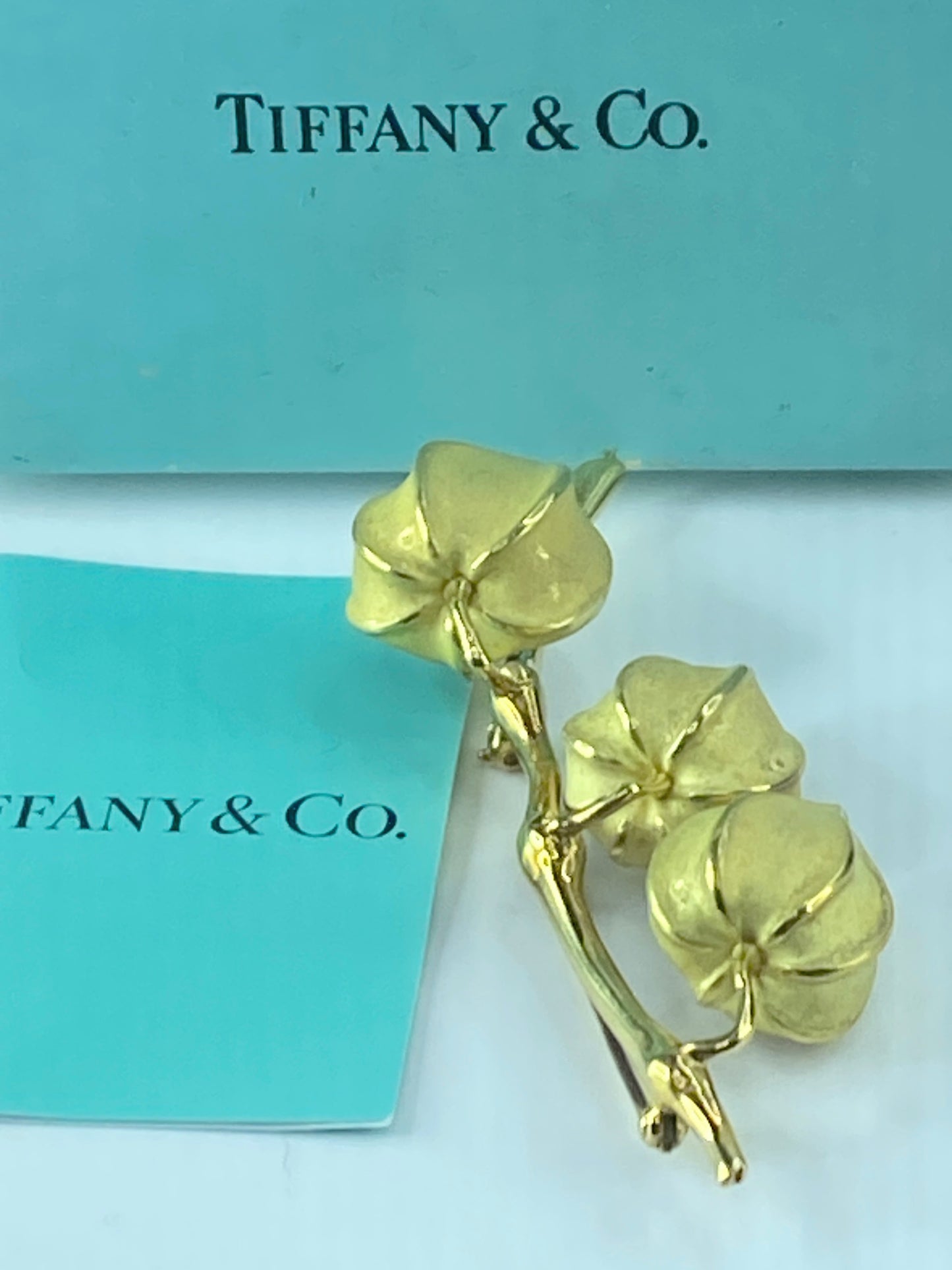 Tiffany & Co. 18K gold Lantern flower Enamel Pin JR9231