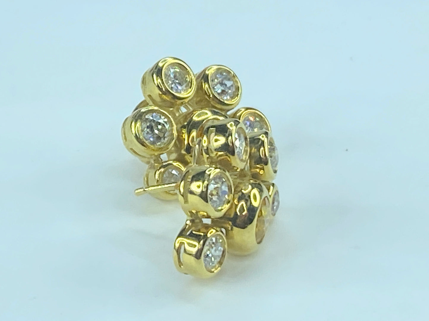 18K gold 1.68ct Yellow Sapphire 2.32ct E/VS Diamond omega earrings 12g JR486