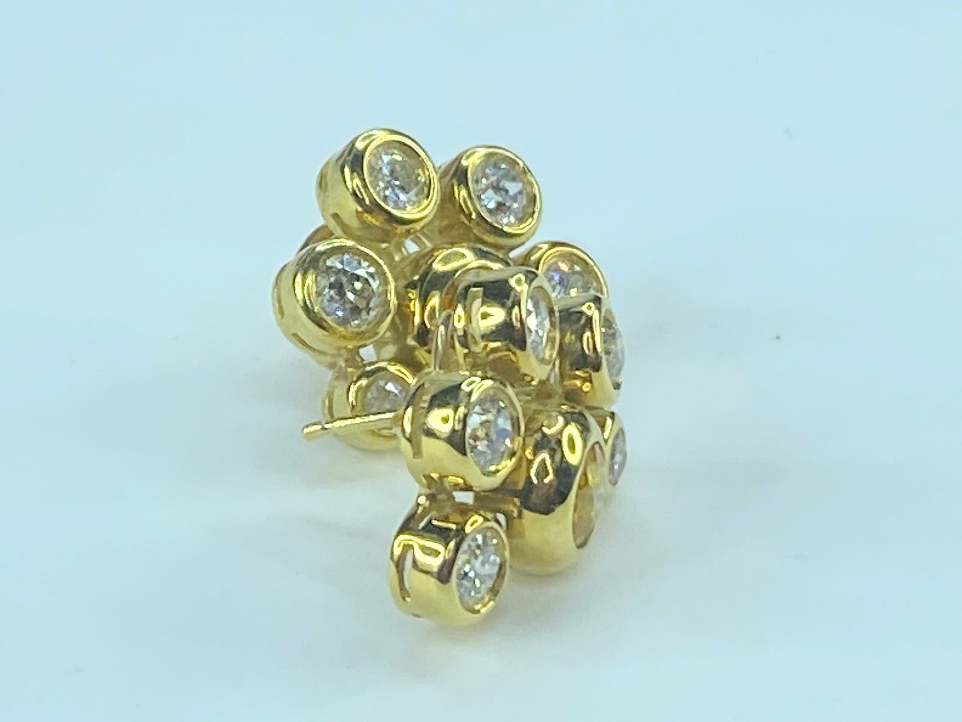 18K gold 1.68ct Yellow Sapphire 2.32ct E/VS Diamond omega earrings 12g JR486