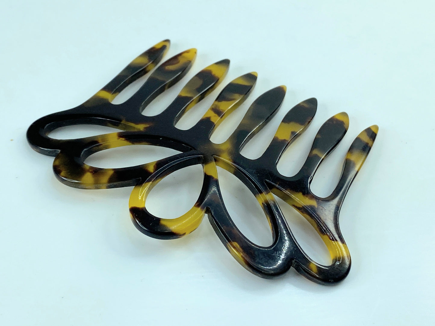 Vintage hair comb, faux tortoiseshell celluloid, Victorian peineta 10.2g GS593