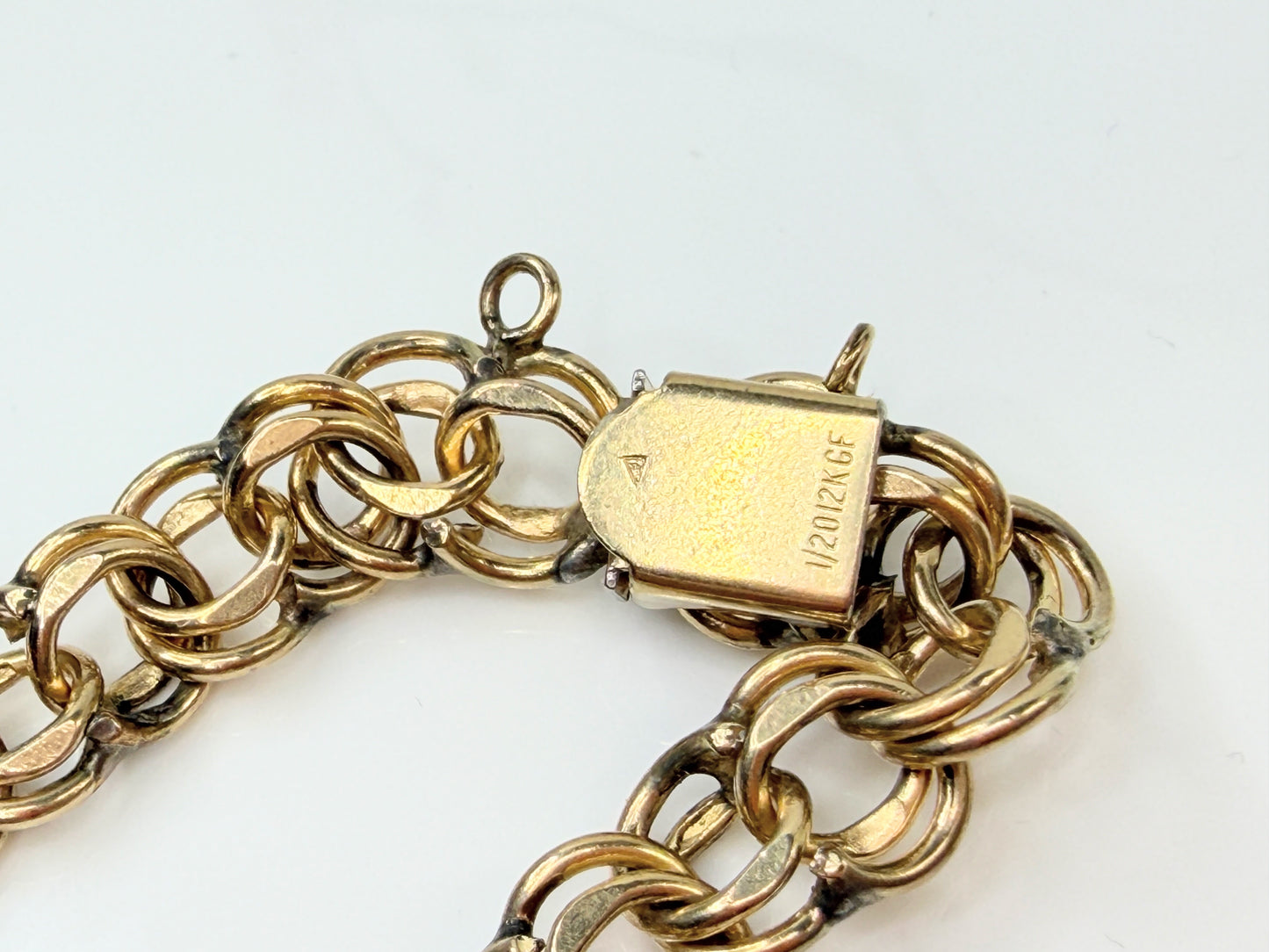 Vintage 12K Gold Filled Double Link Bracelet 8mm GS744