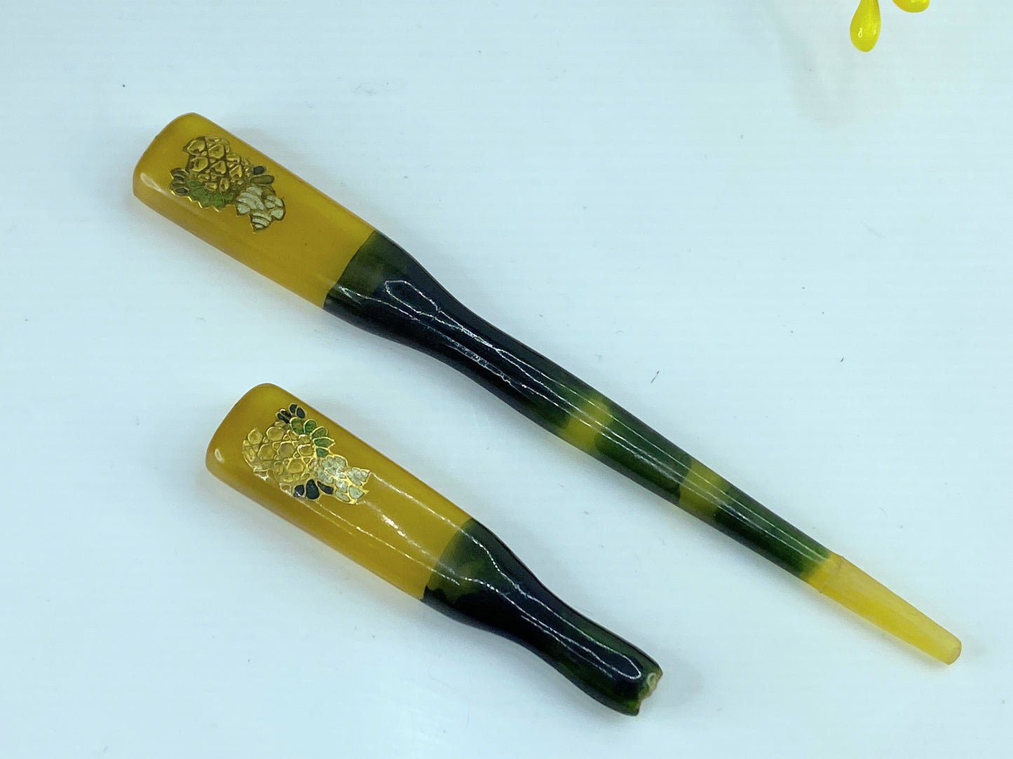 Japanese Celluloid Green transparent Koga Kanzashi Hair Ornament 13.9g GS613