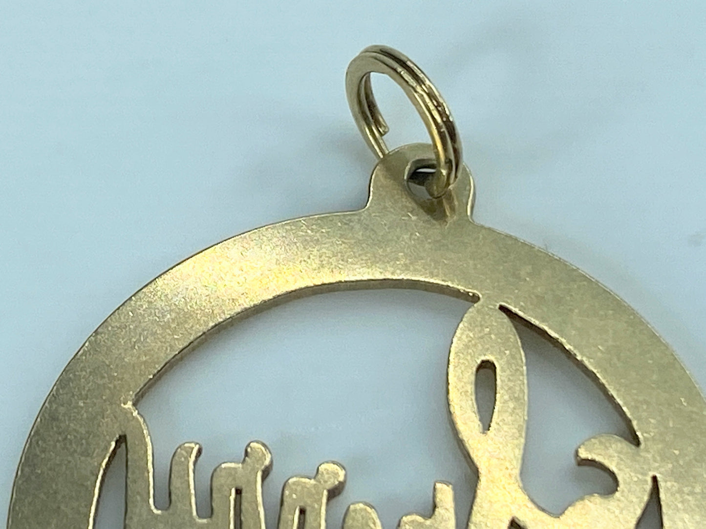 14K yellow gold personal charm pendant for "Sherry" 3.7g 1.0" JR526