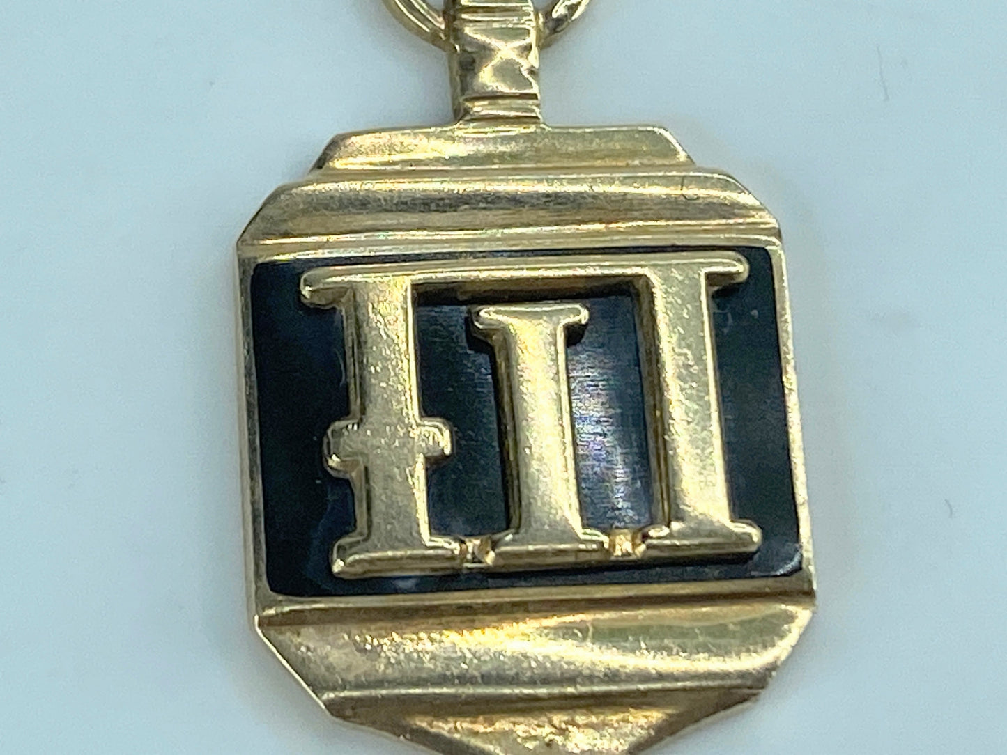 c1958's 14K yellow gold Fraternity black enamel fob 5.4g 1 3/8" JR527