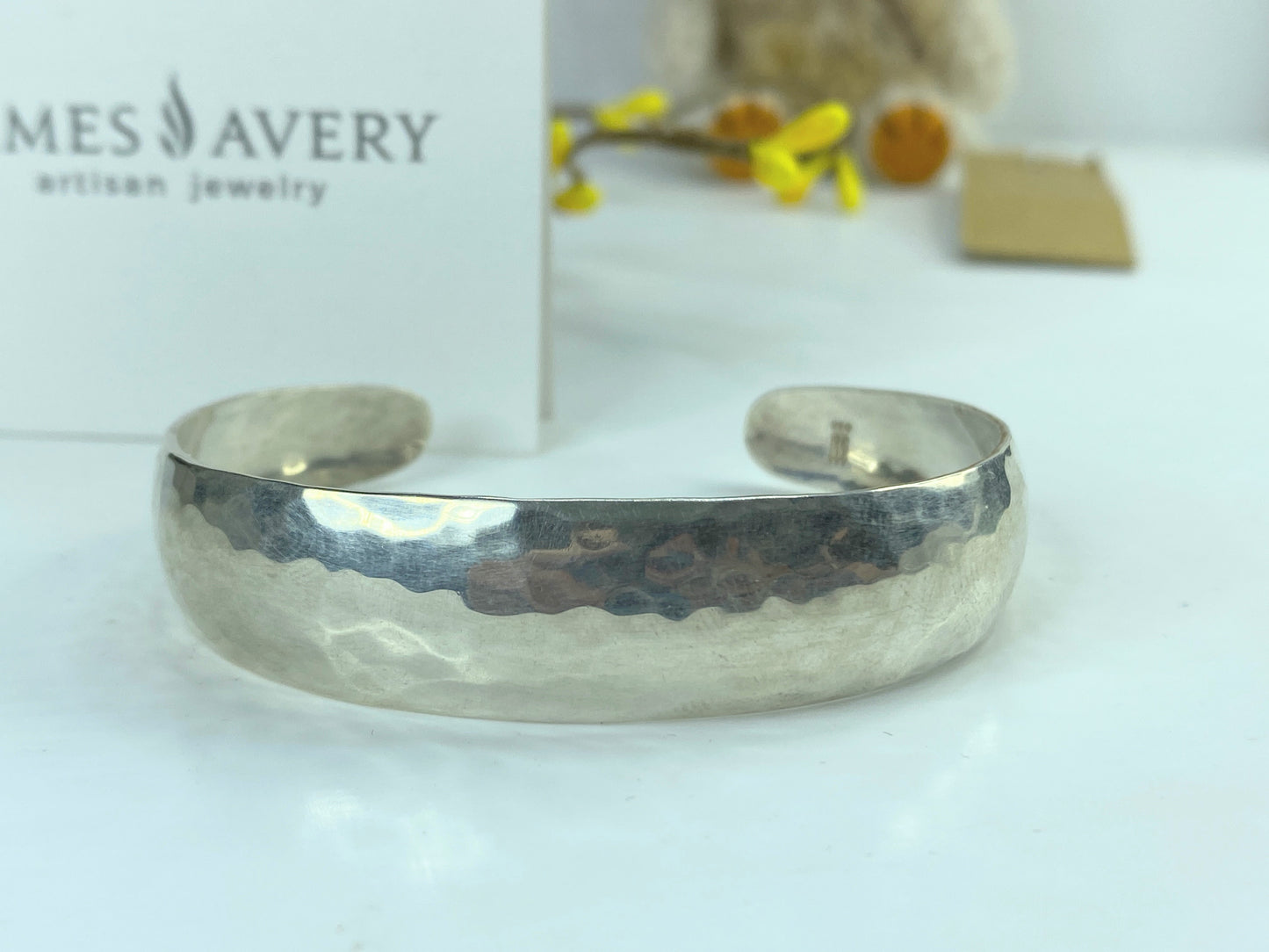 James Avery 925 Sterling Silver "Hammered" Divina Cuff Bracelet Retired JR931