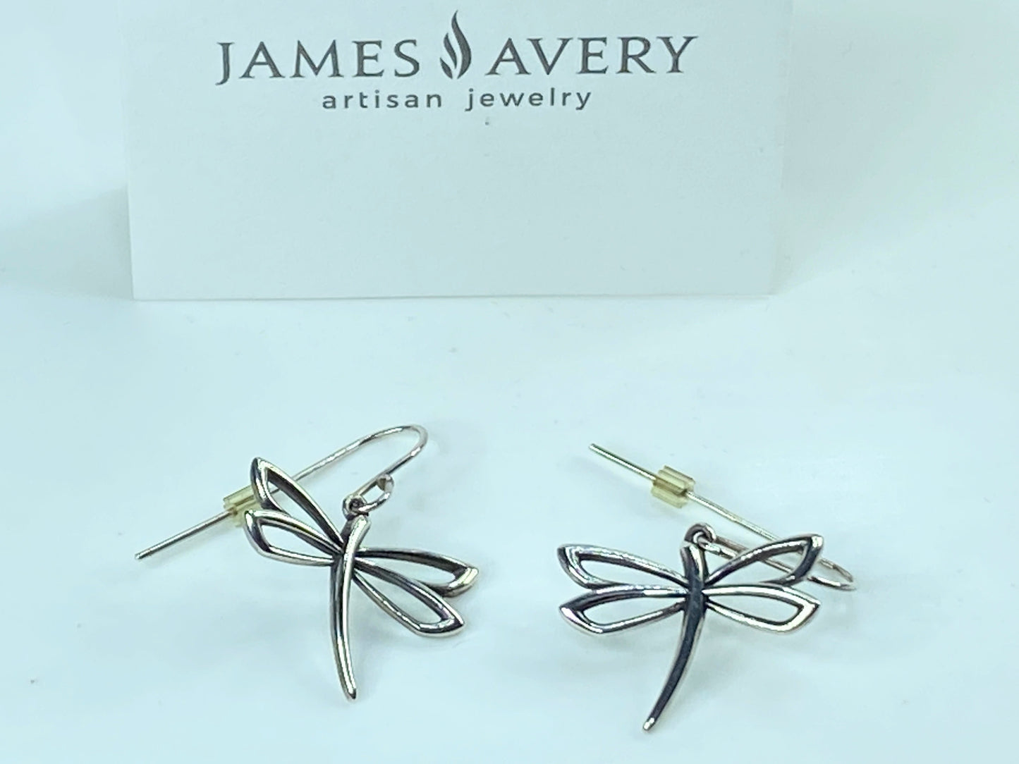 James Avery sterling silver Dragonfly dangle hook earrings with box 4.2g JR933