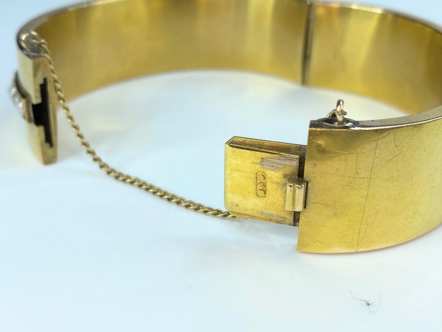 Victorian 19th century Half Pearl 14K gold high polish bangle