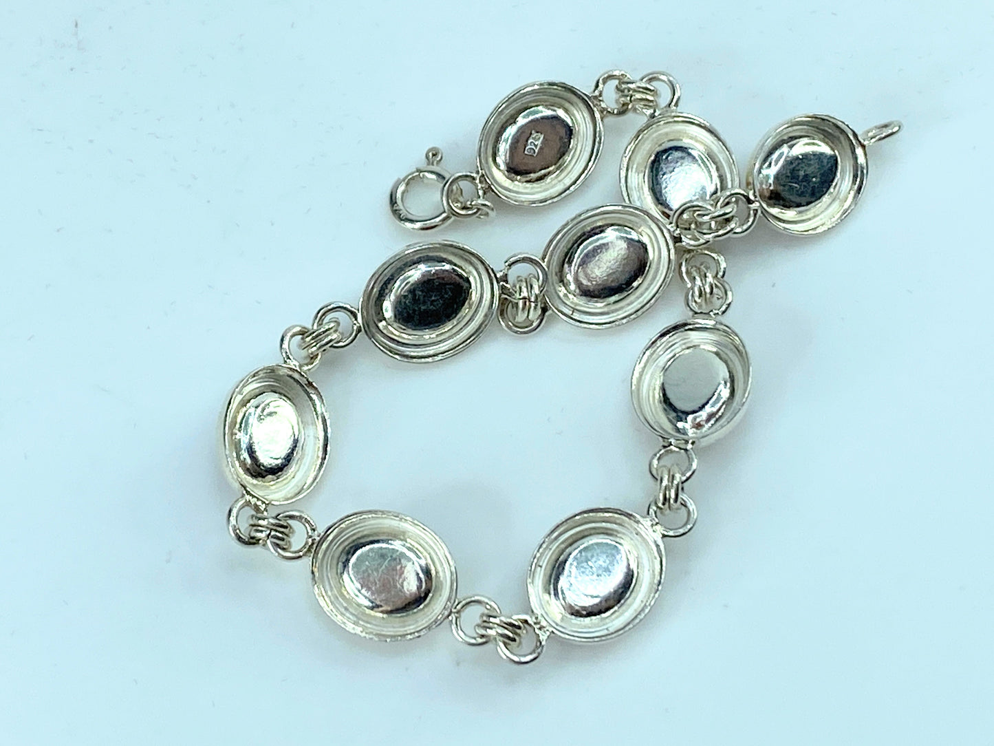 Beautiful Honey Baltic Amber sterling silver link bracelet 8.0" 14.9g JR9610