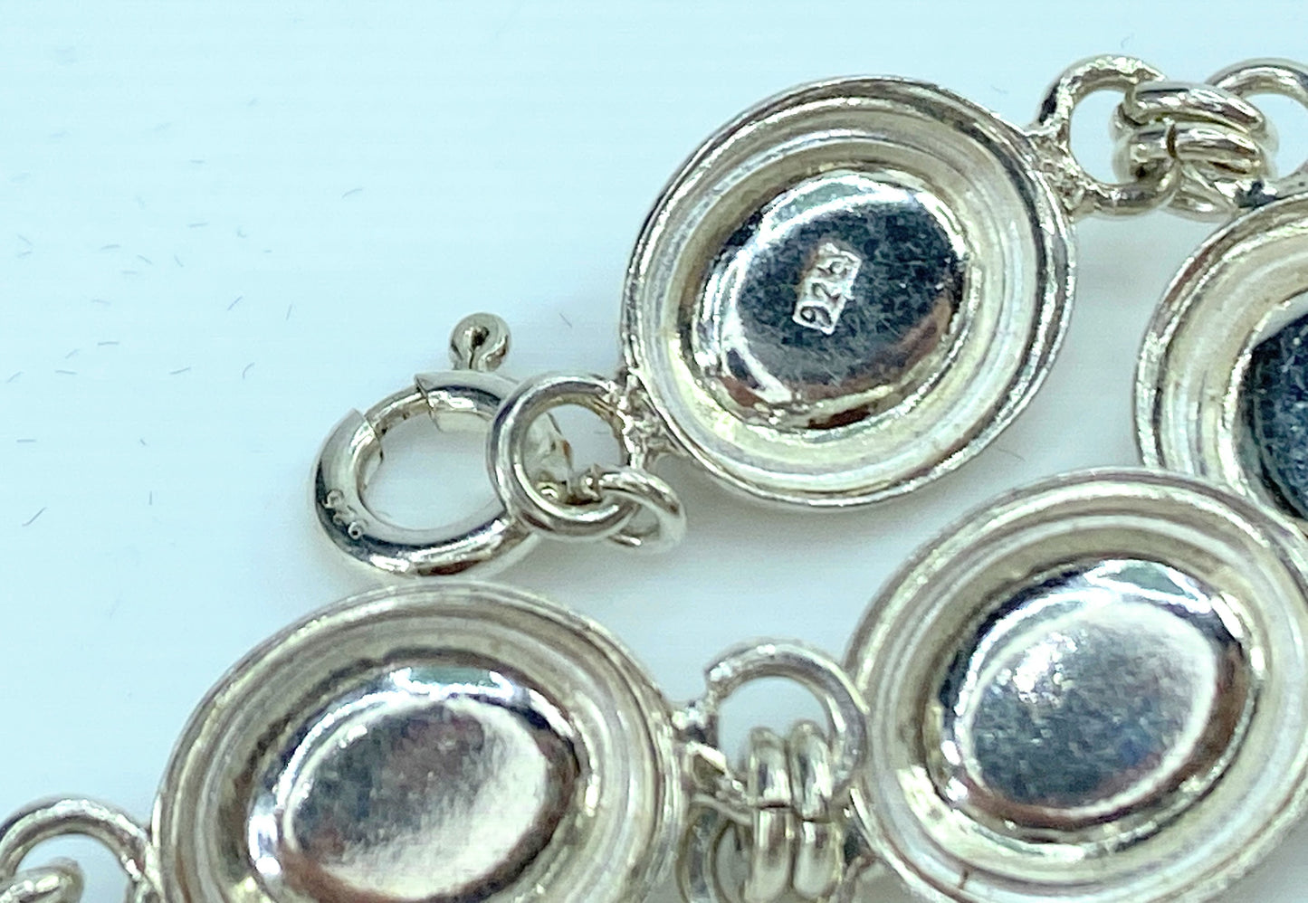 Beautiful Honey Baltic Amber sterling silver link bracelet 8.0" 14.9g JR9610