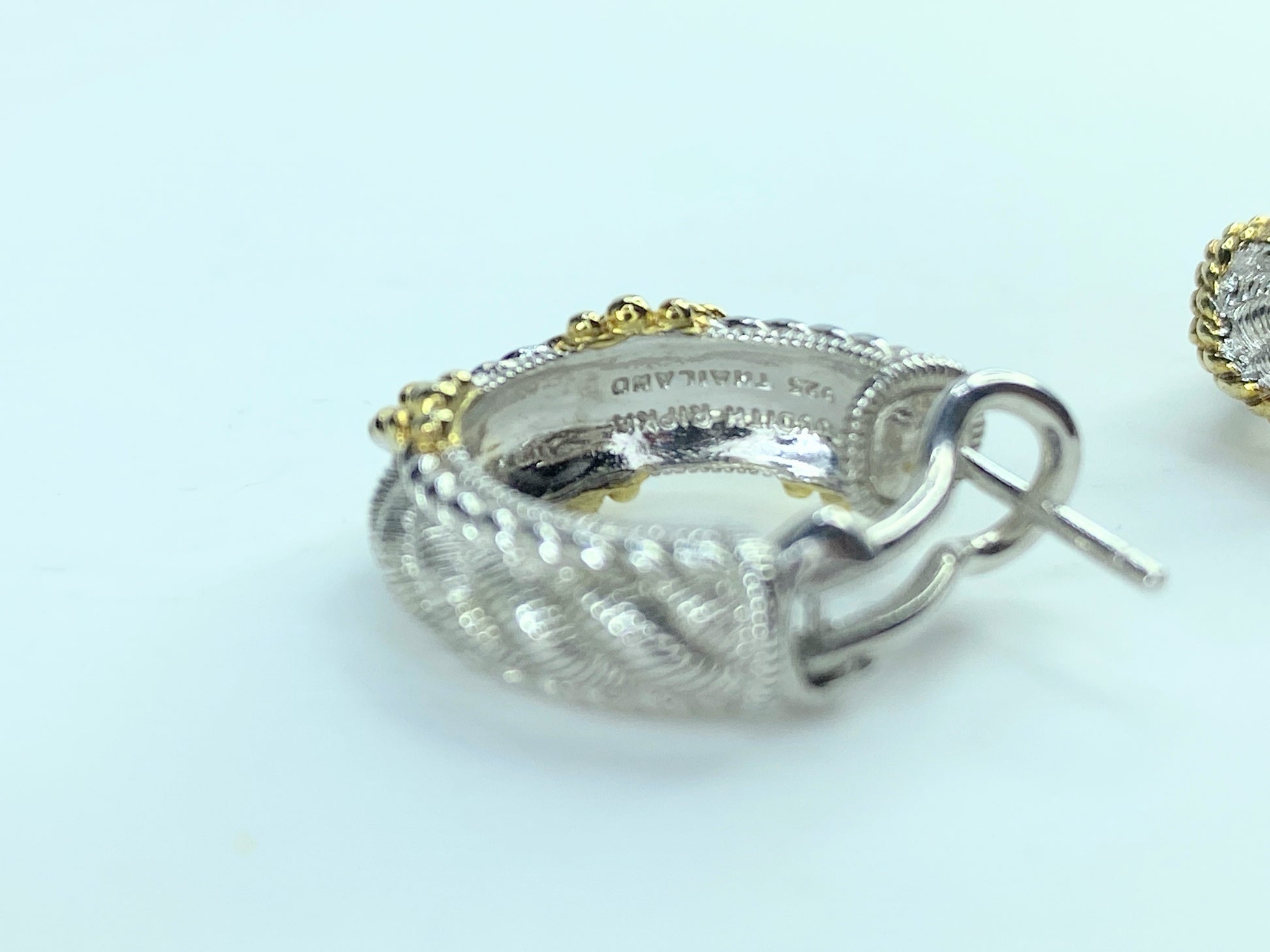 Judith Ripka Duo Toned 925 Sterling Silver Hoop Earrings 10.8g JR9614