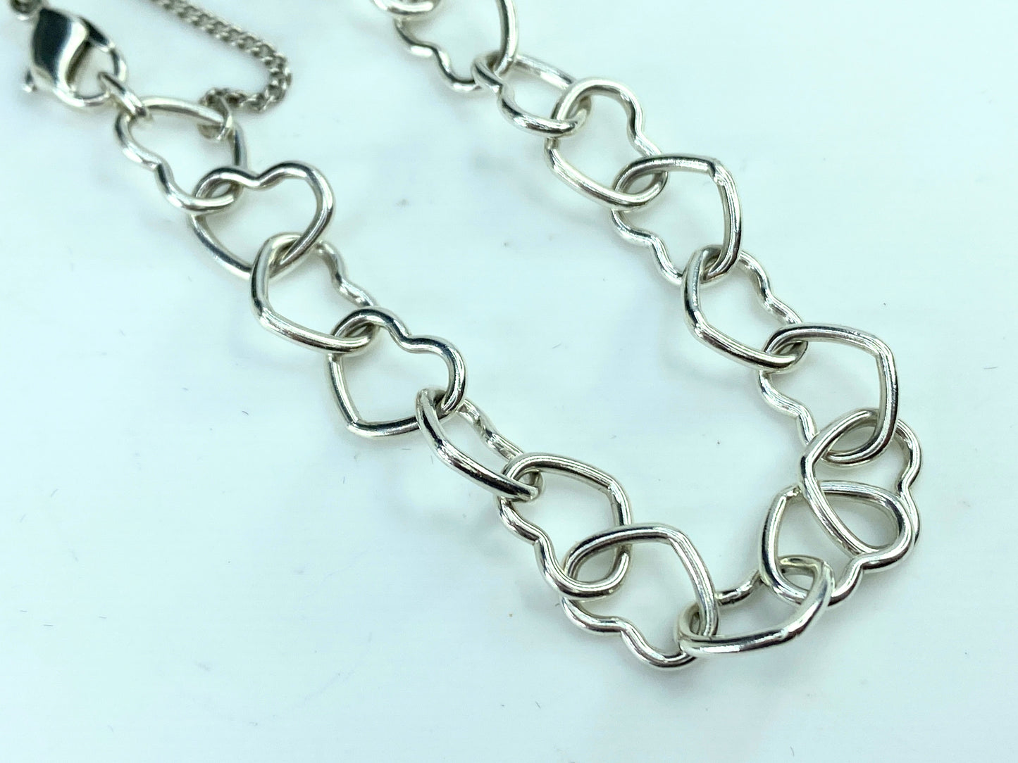James Avery sterling silver Heart link charm bracelet 10.4g 8.0" JR9615